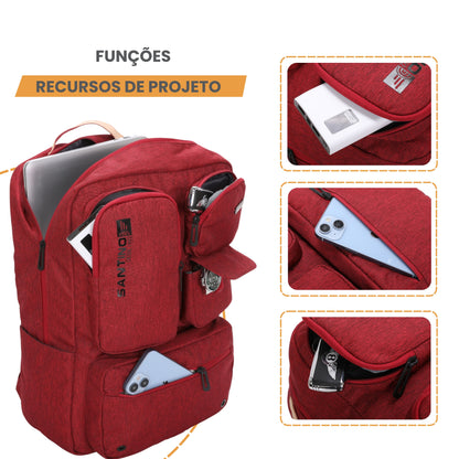 Pop Organizer Notebook Backpack by Santino Red Polyester