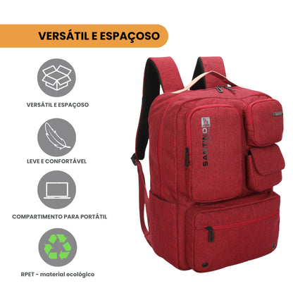 Pop Organizer Notebook Backpack by Santino Red Polyester
