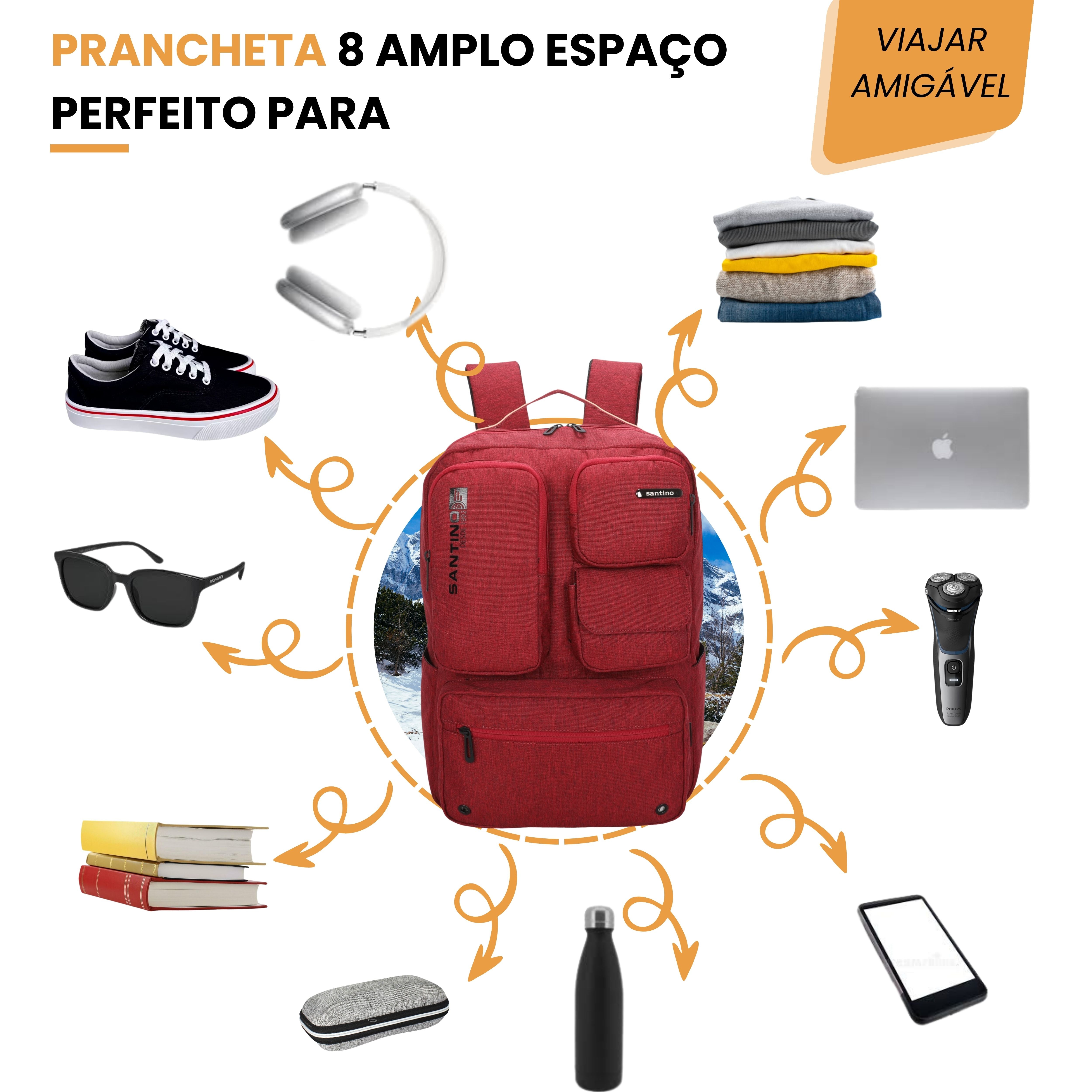 Pop Organizer Notebook Backpack by Santino Red Polyester