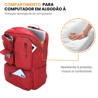 Pop Organizer Notebook Backpack by Santino Red Polyester