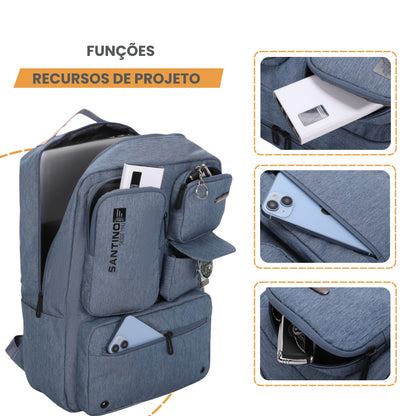 Pop Organizer Notebook Backpack by Santino Polyester Blue