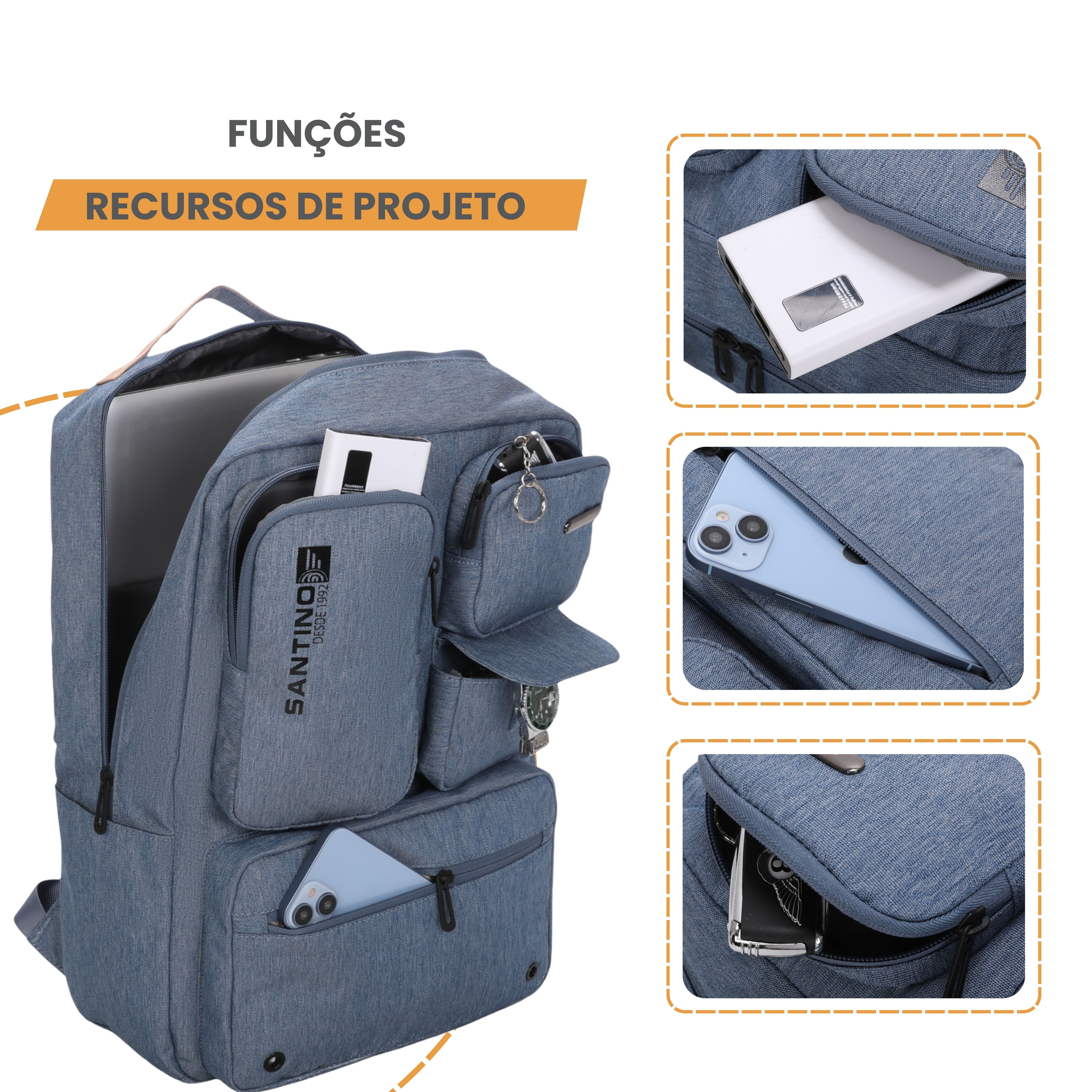 Pop Organizer Notebook Backpack by Santino Polyester Blue