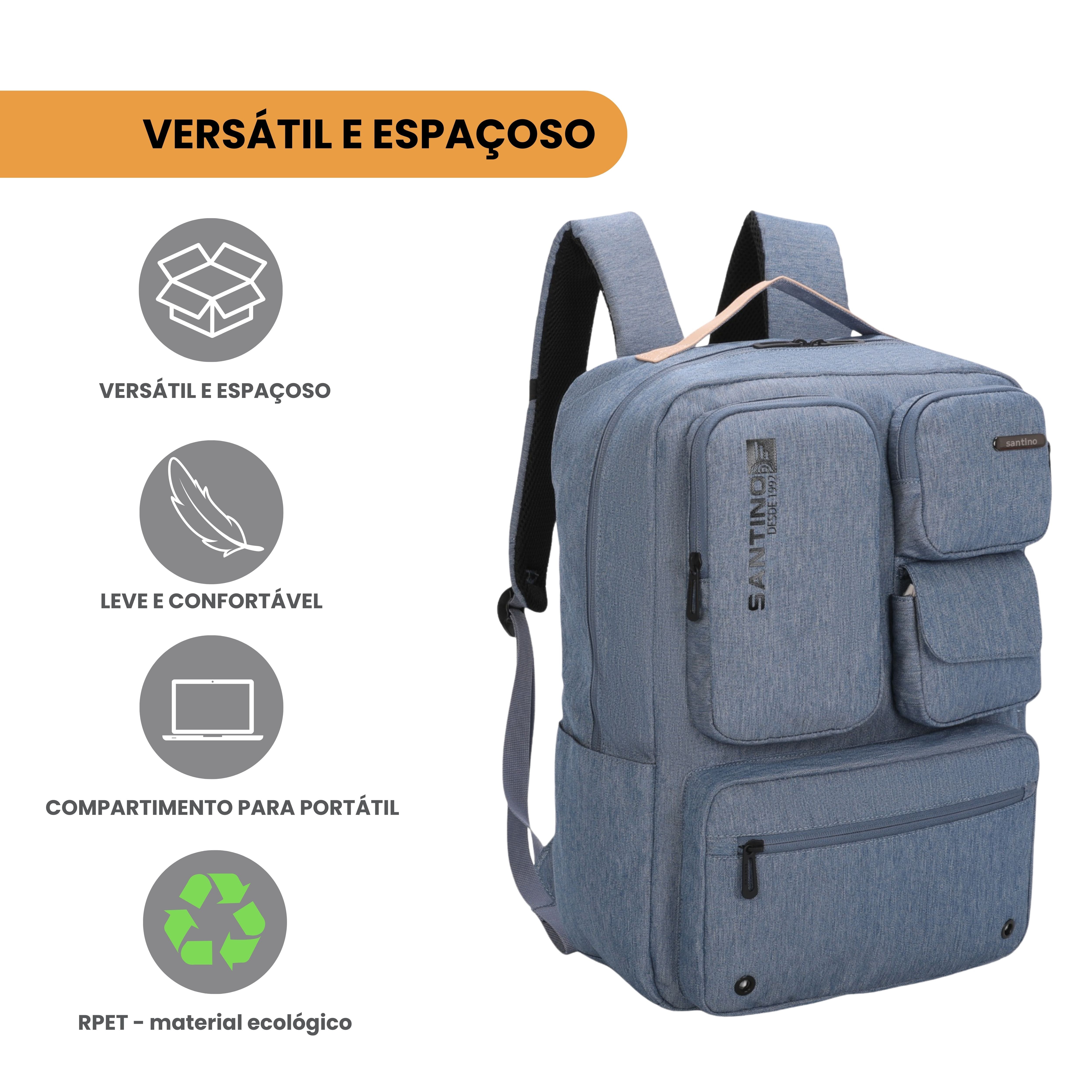 Pop Organizer Notebook Backpack by Santino Polyester Blue