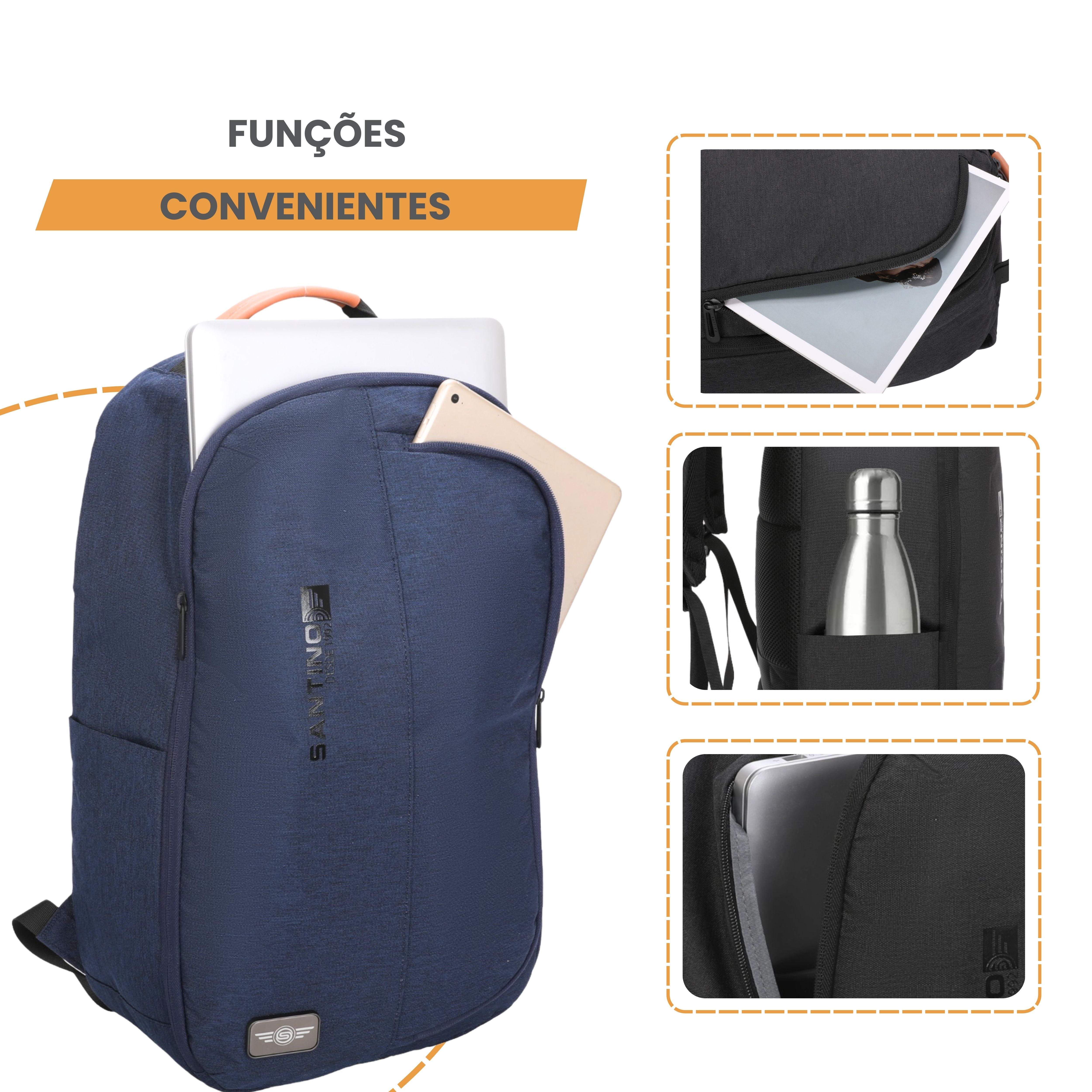 Trend by Santino Navy Blue Polyester Laptop Backpack