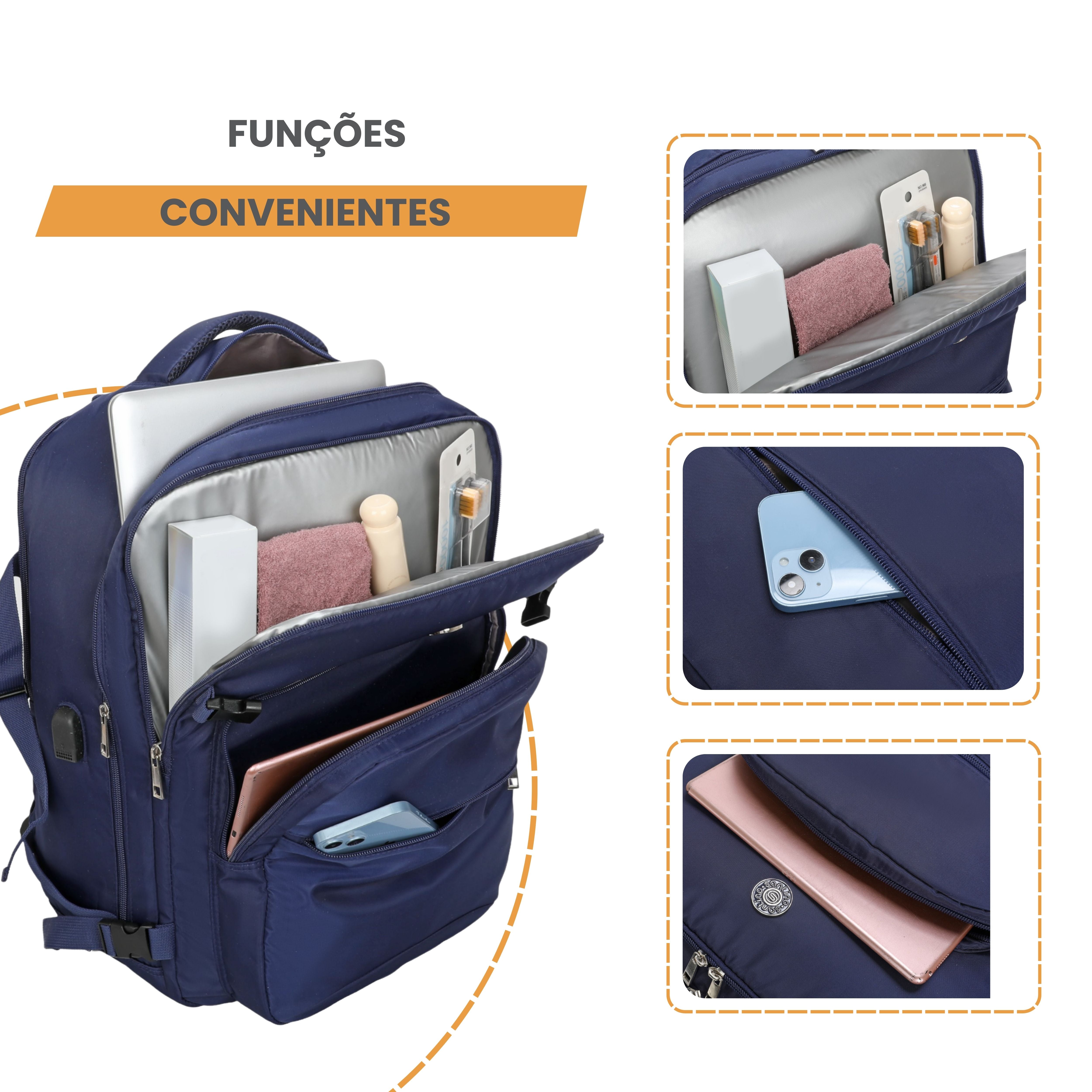 Oslo Pol Santino Laptop Backpack - SAN405U Navy Blue