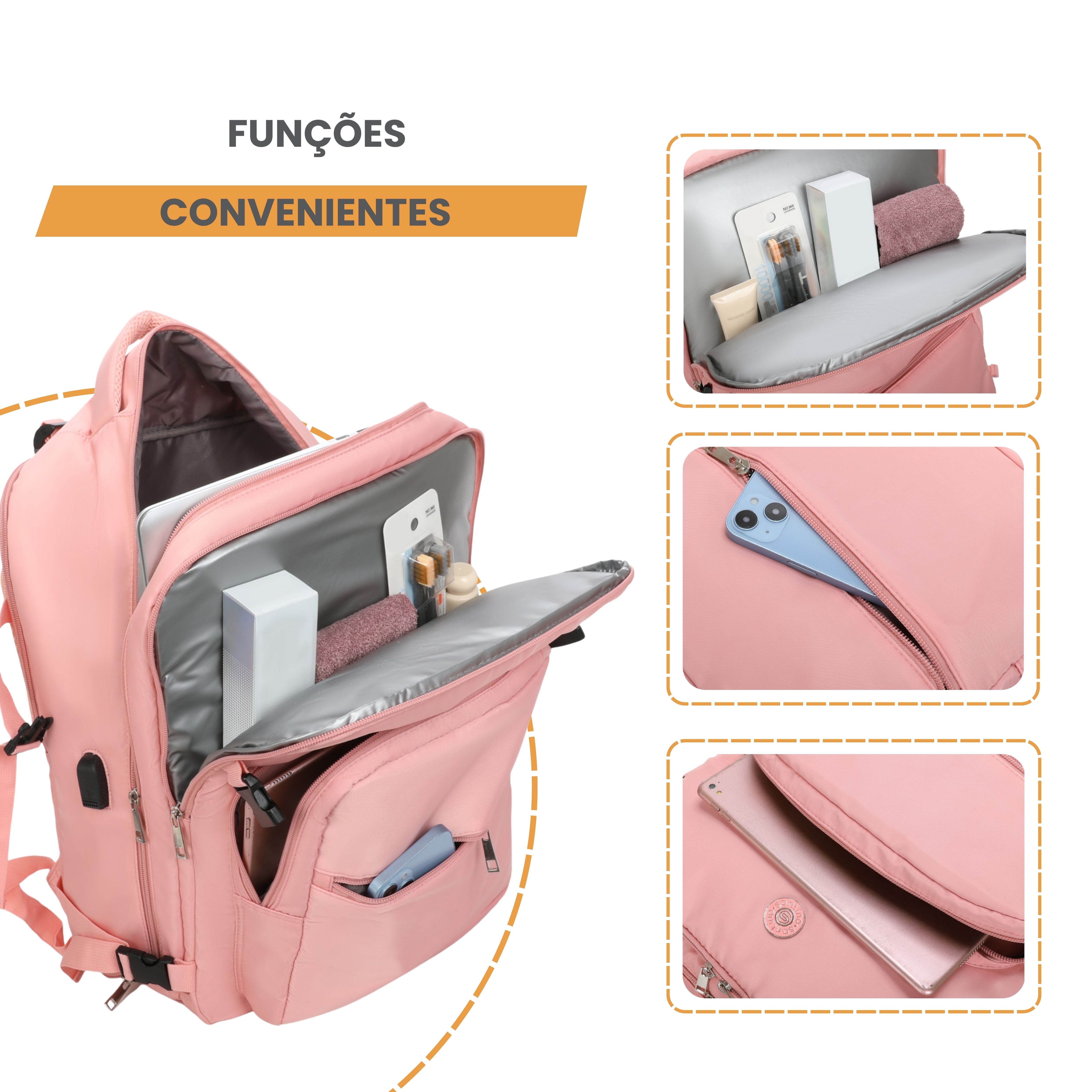 Oslo Pol Santino Laptop Backpack - SAN405U Light Pink