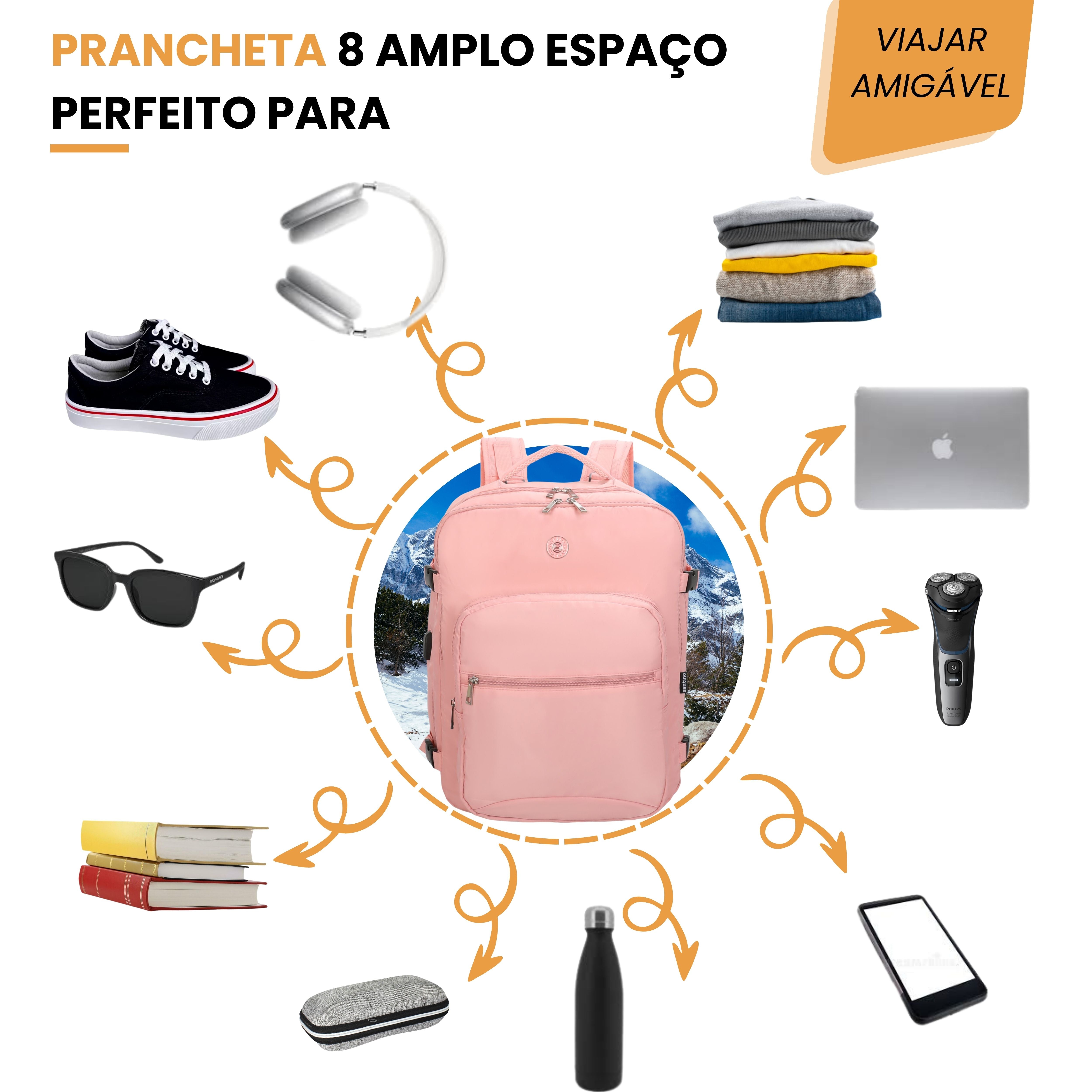 Oslo Pol Santino Laptop Backpack - SAN405U Light Pink