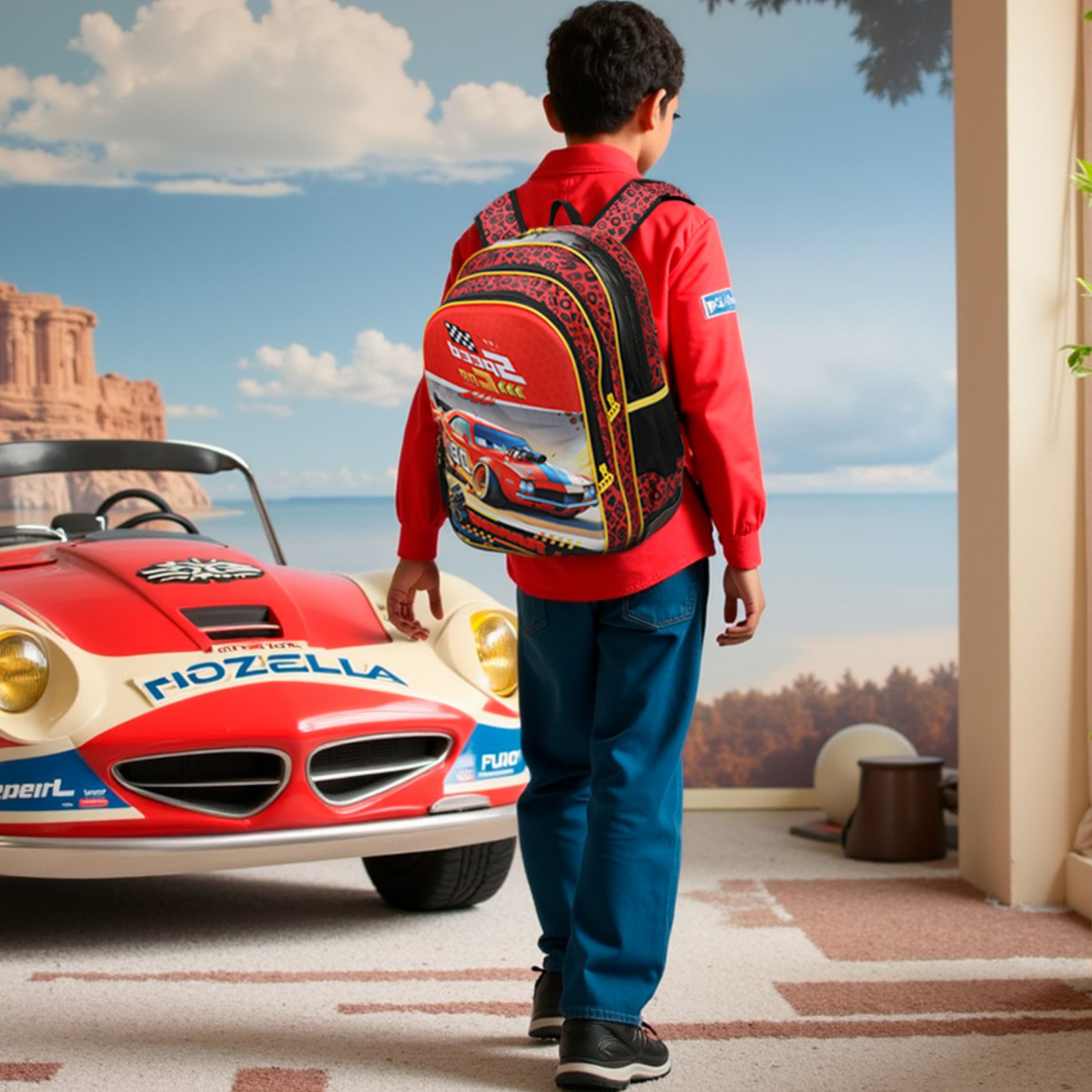 Speed ​​Car Champion by Santino Polyester Backpack SCM10U Red