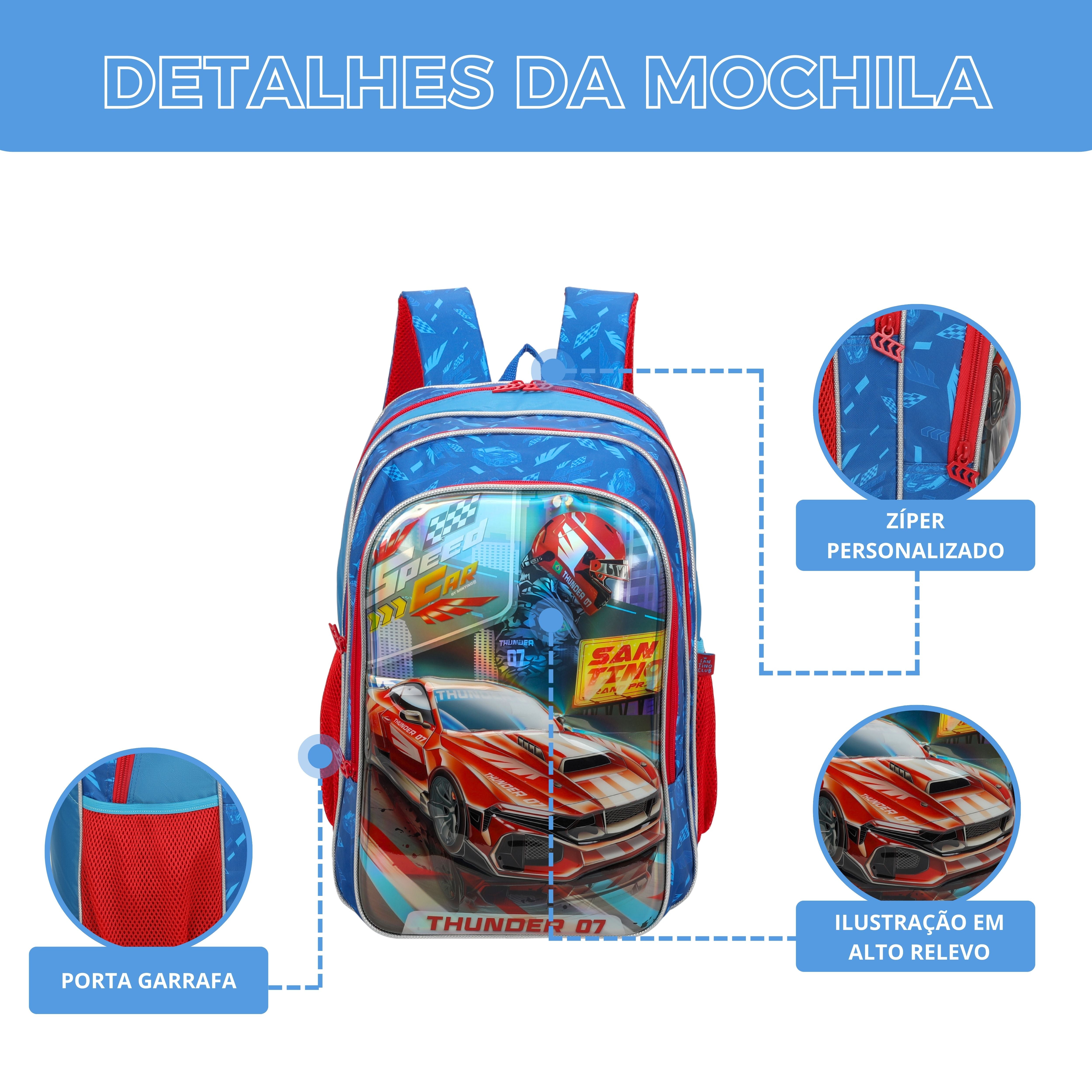 Speed ​​Car Tunning Race by Santino Kids Backpack - SCM11U - Navy Blue