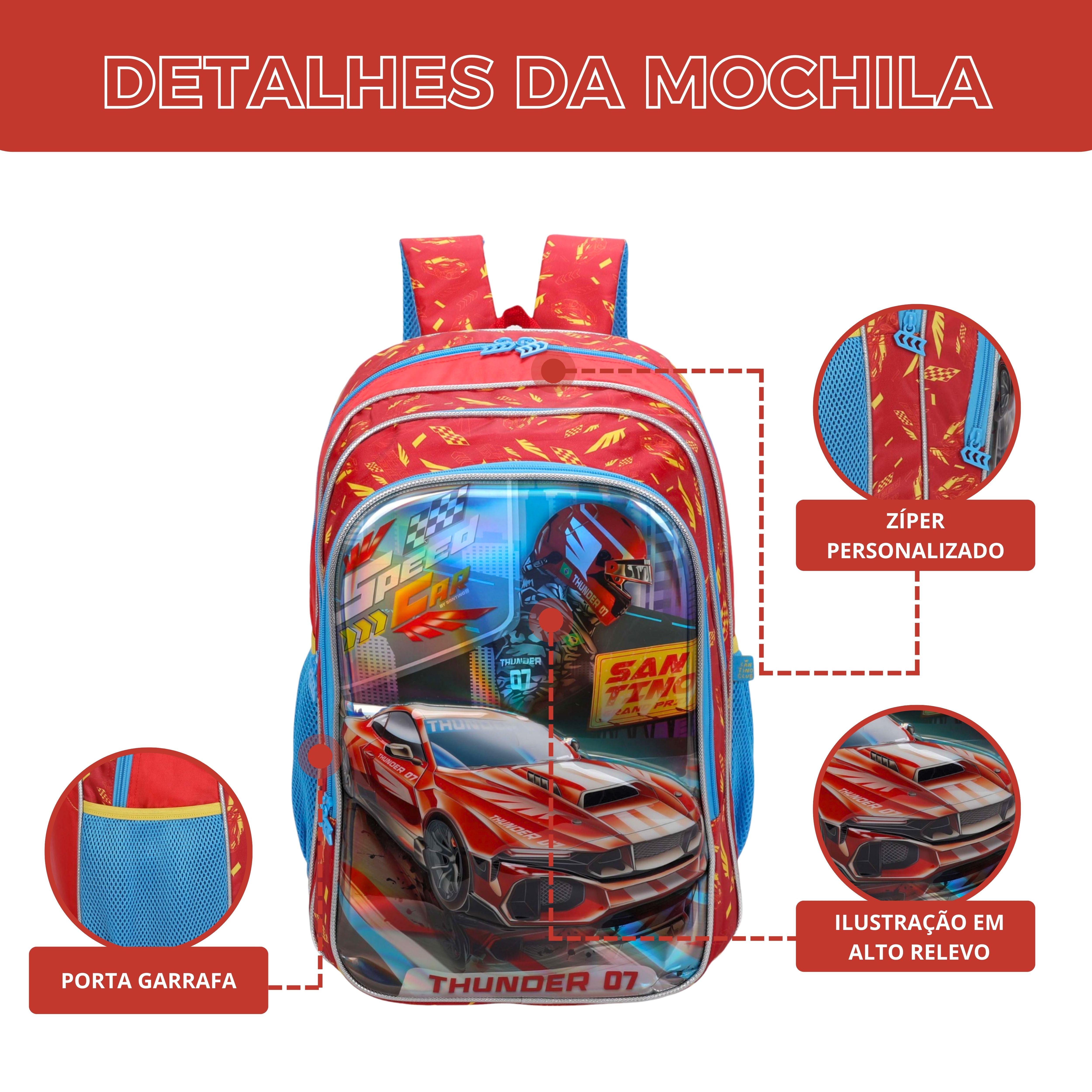 Speed ​​Car Tunning Race by Santino Polyester Children's Backpack - SCM11U - Red