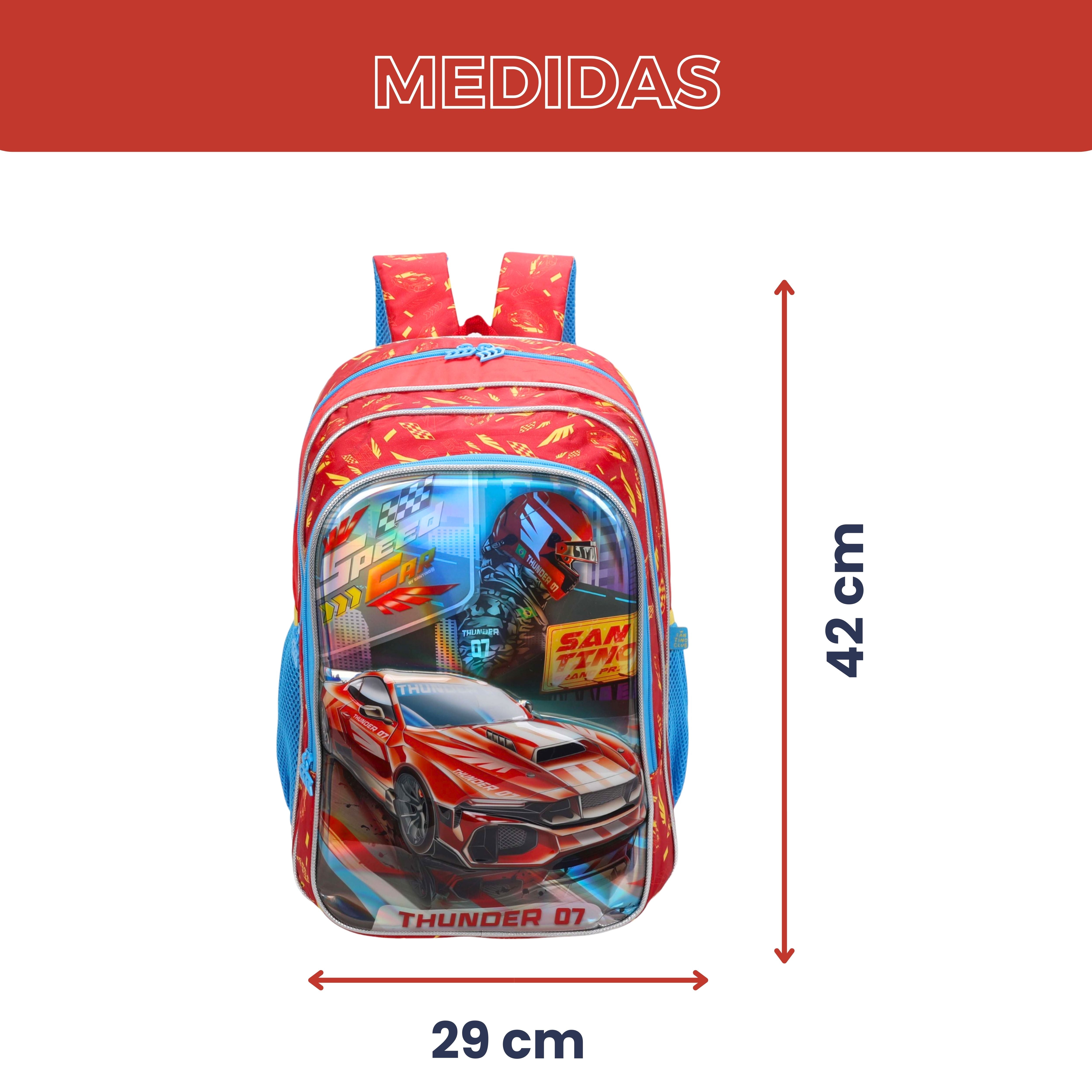 Speed ​​Car Tunning Race by Santino Polyester Children's Backpack - SCM11U - Red