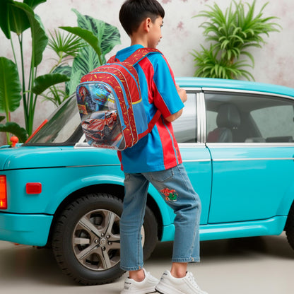 Speed ​​Car Tunning Race by Santino Polyester Children's Backpack - SCM11U - Red