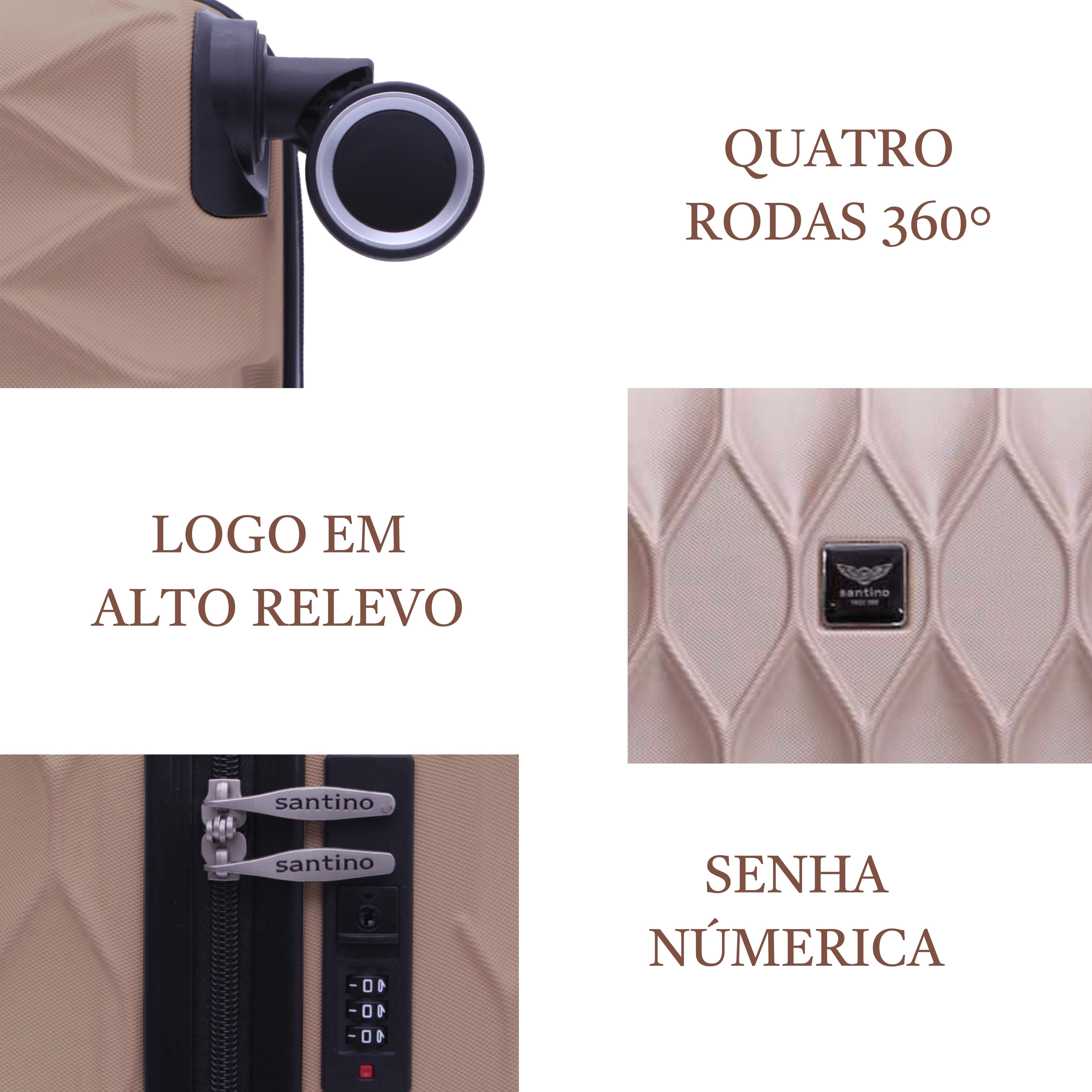 Mala de Bordo Marselha Rígida 360° Santino  - ASDV224P