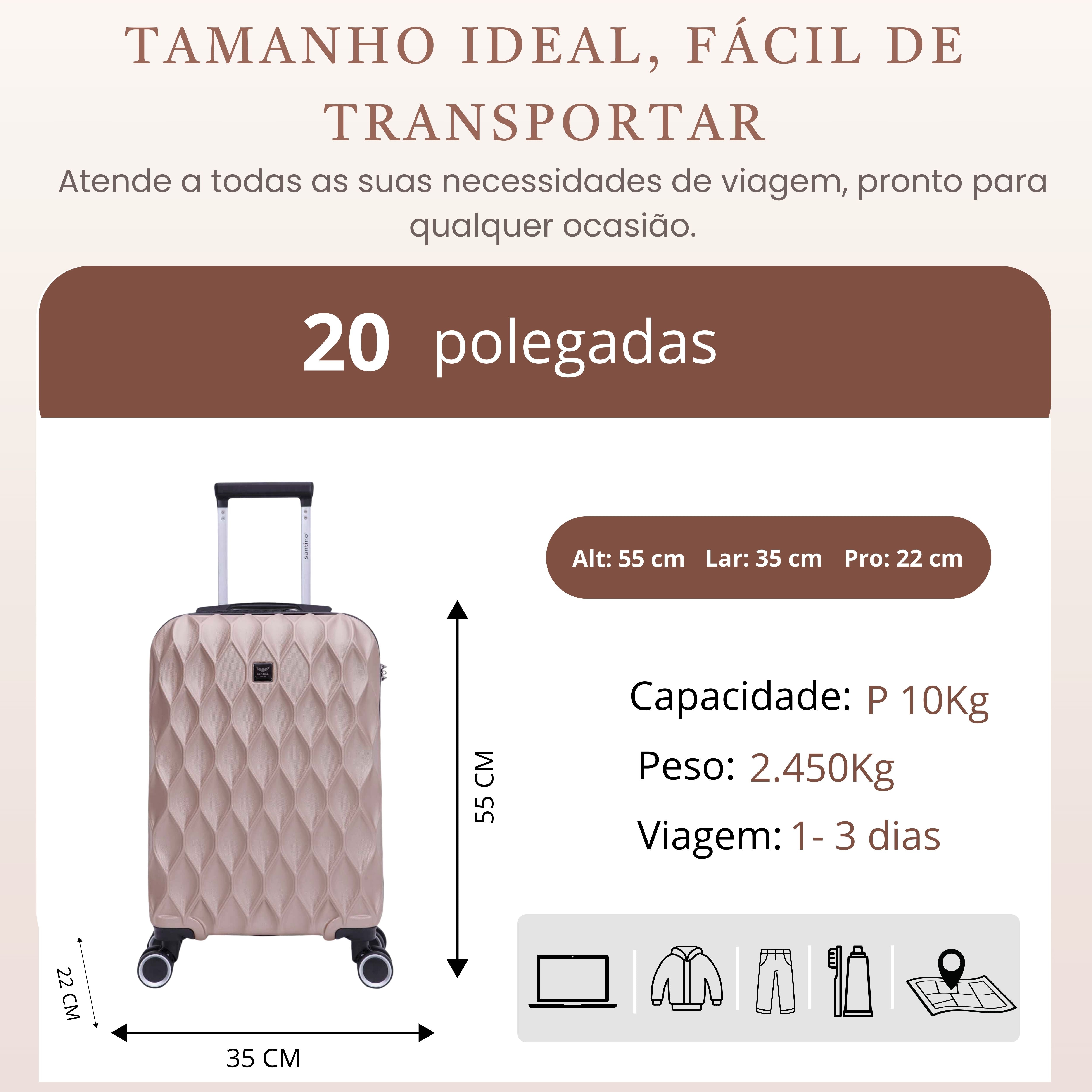 Mala de Bordo Marselha Rígida 360° Santino  - ASDV224P