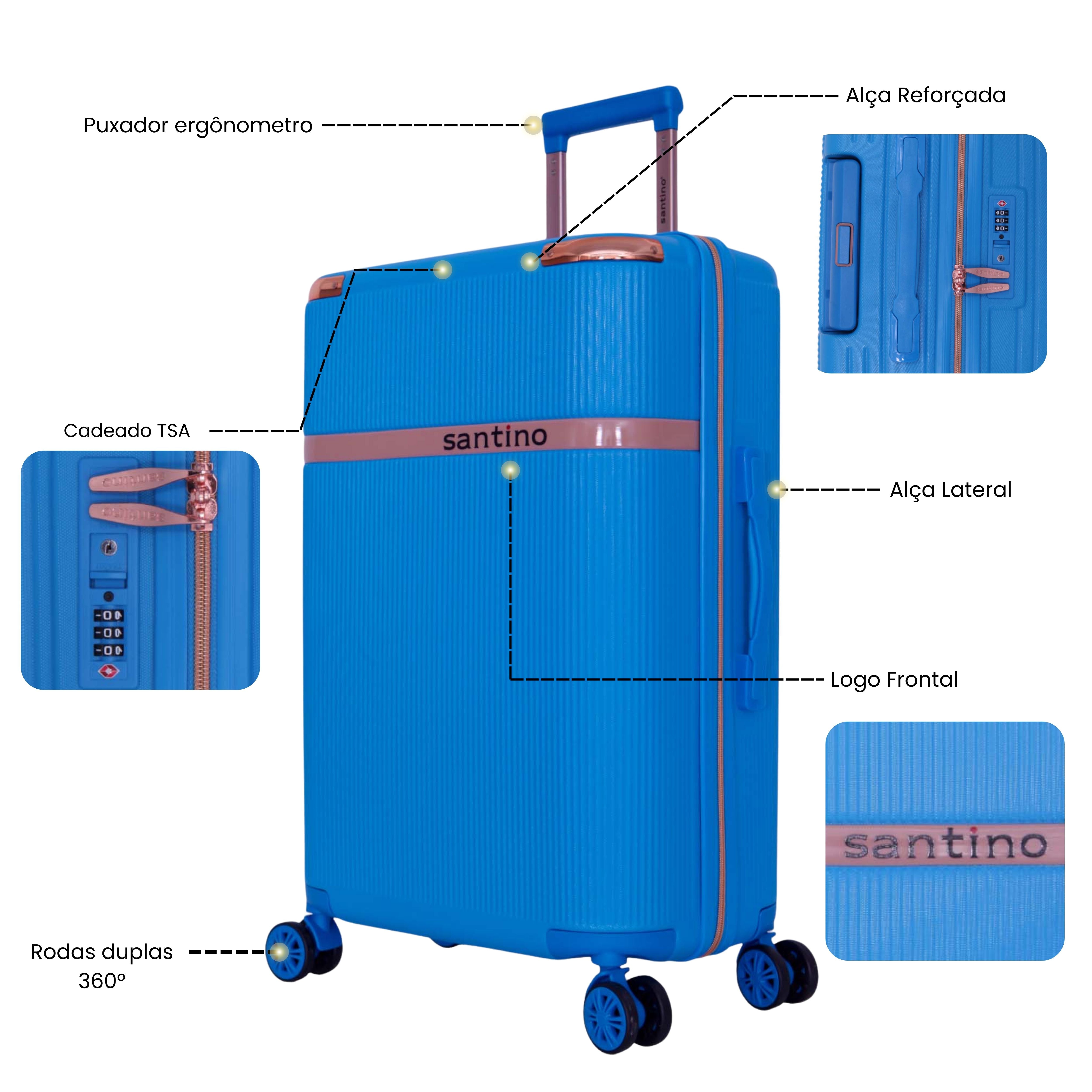 Santino 360° Versailles Rigid Luggage Set - SDV501J
