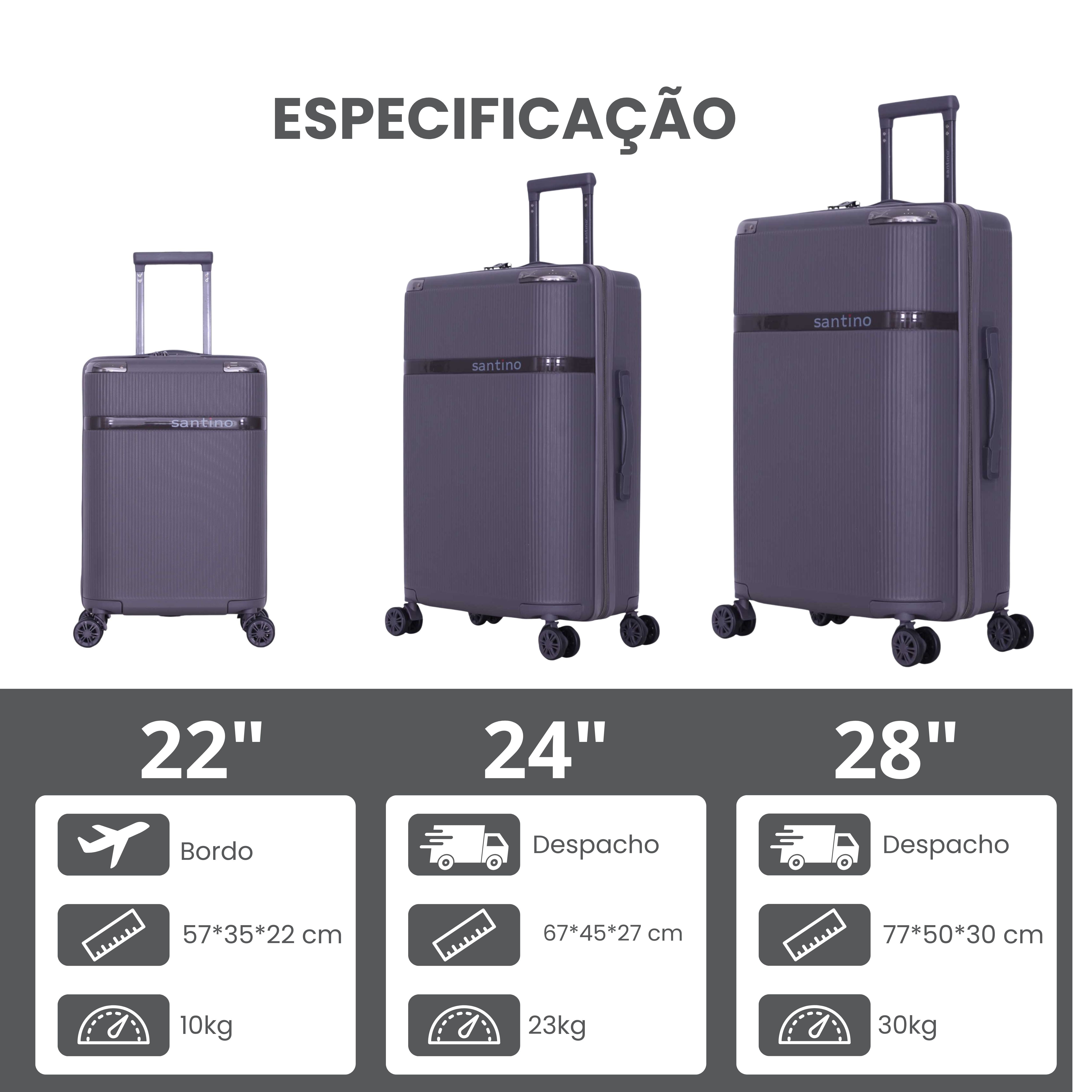 Santino 360° Versailles Rigid Luggage Set - SDV501J