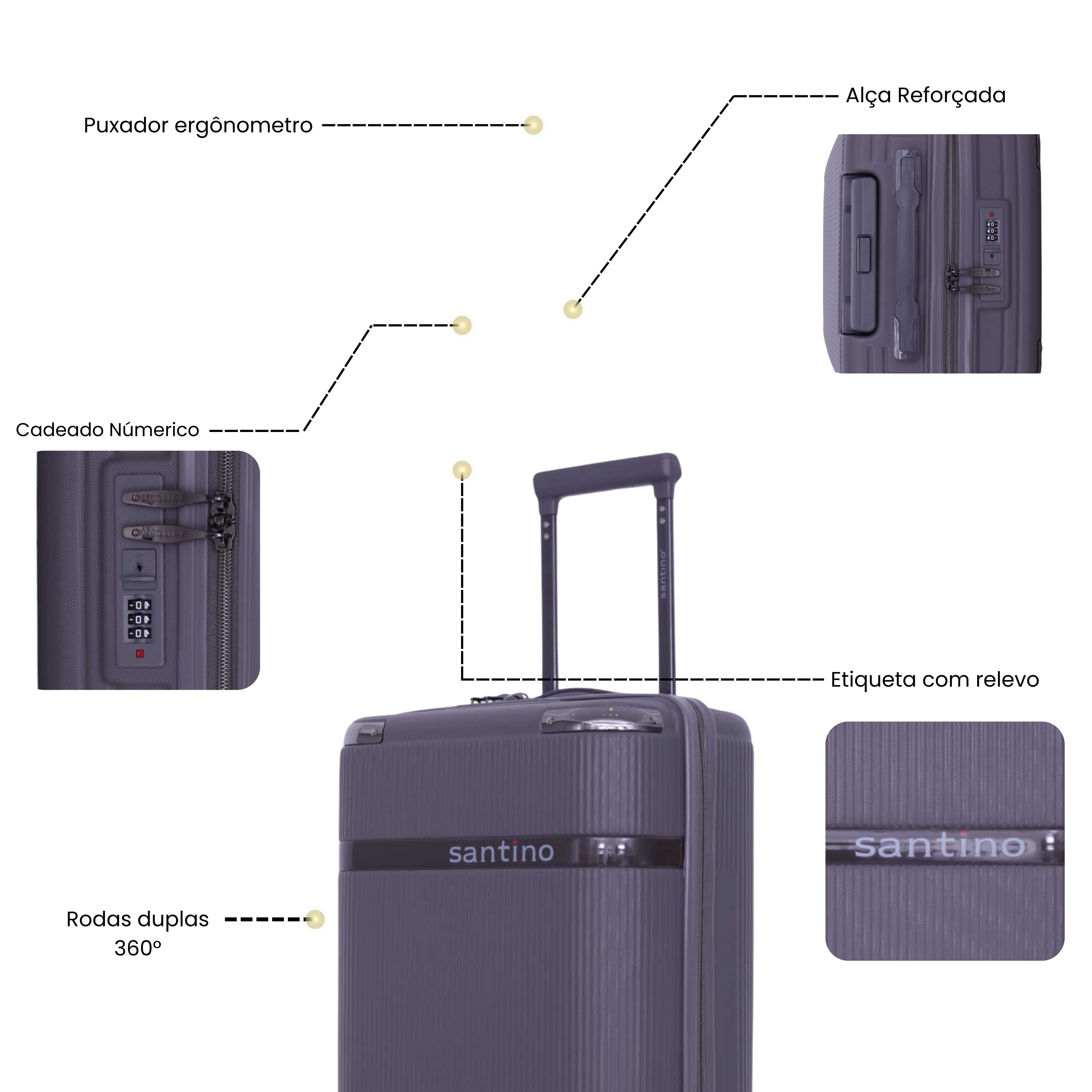 Santino 360° Versailles Rigid Luggage Set - SDV501J