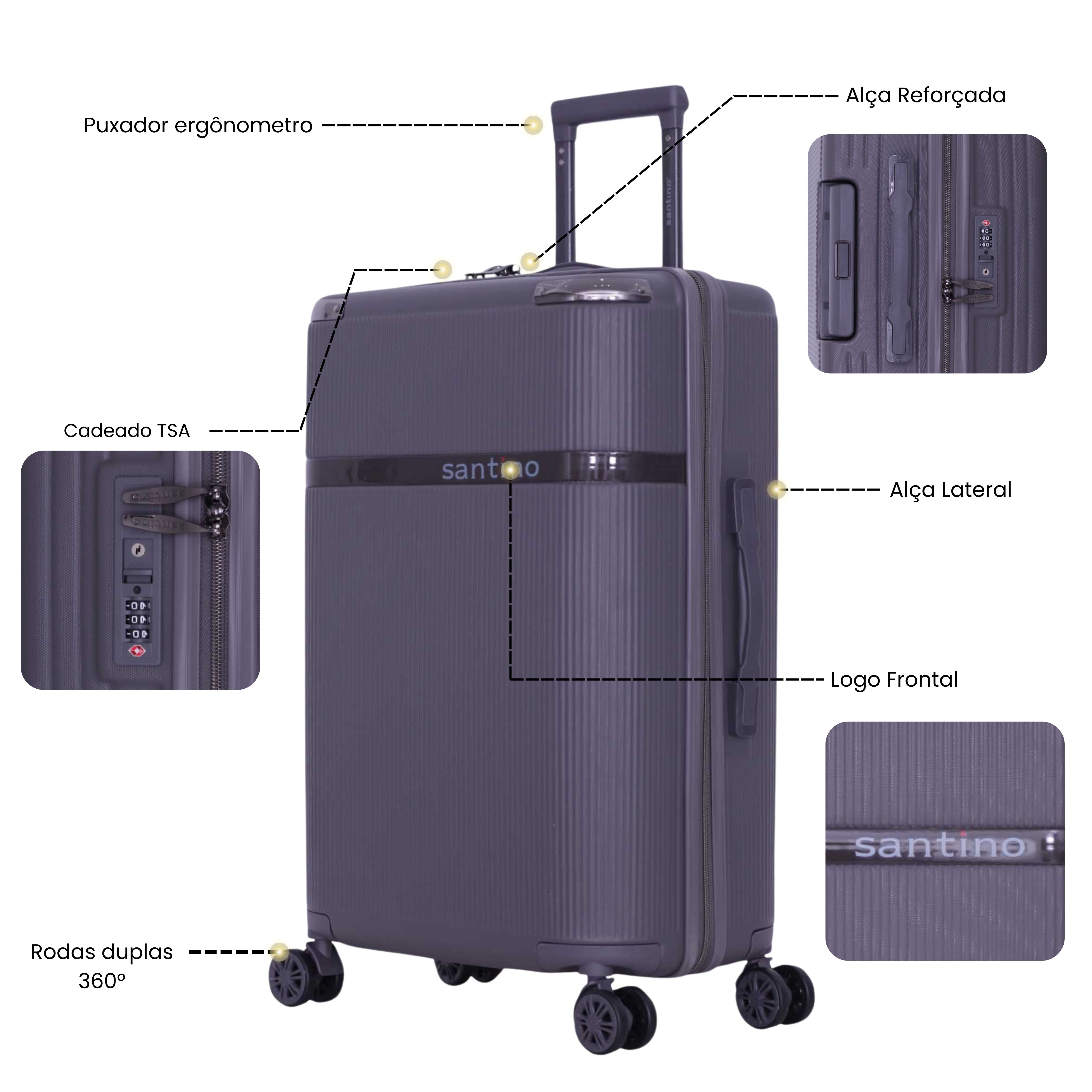 Santino 360° Versailles Rigid Luggage Set - SDV501J