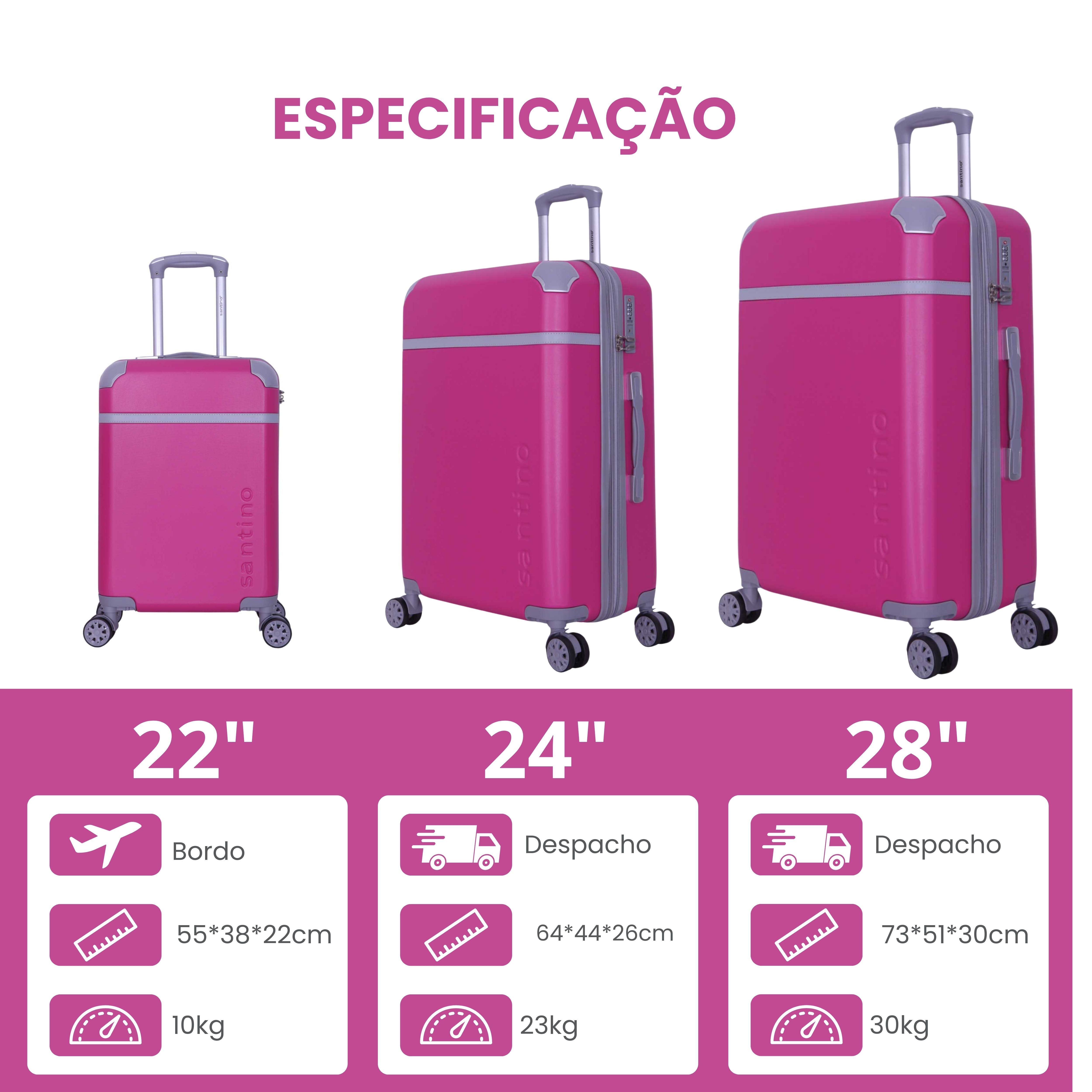 Santino SDV601J 3-Piece Long Beach Hardside Suitcase Set