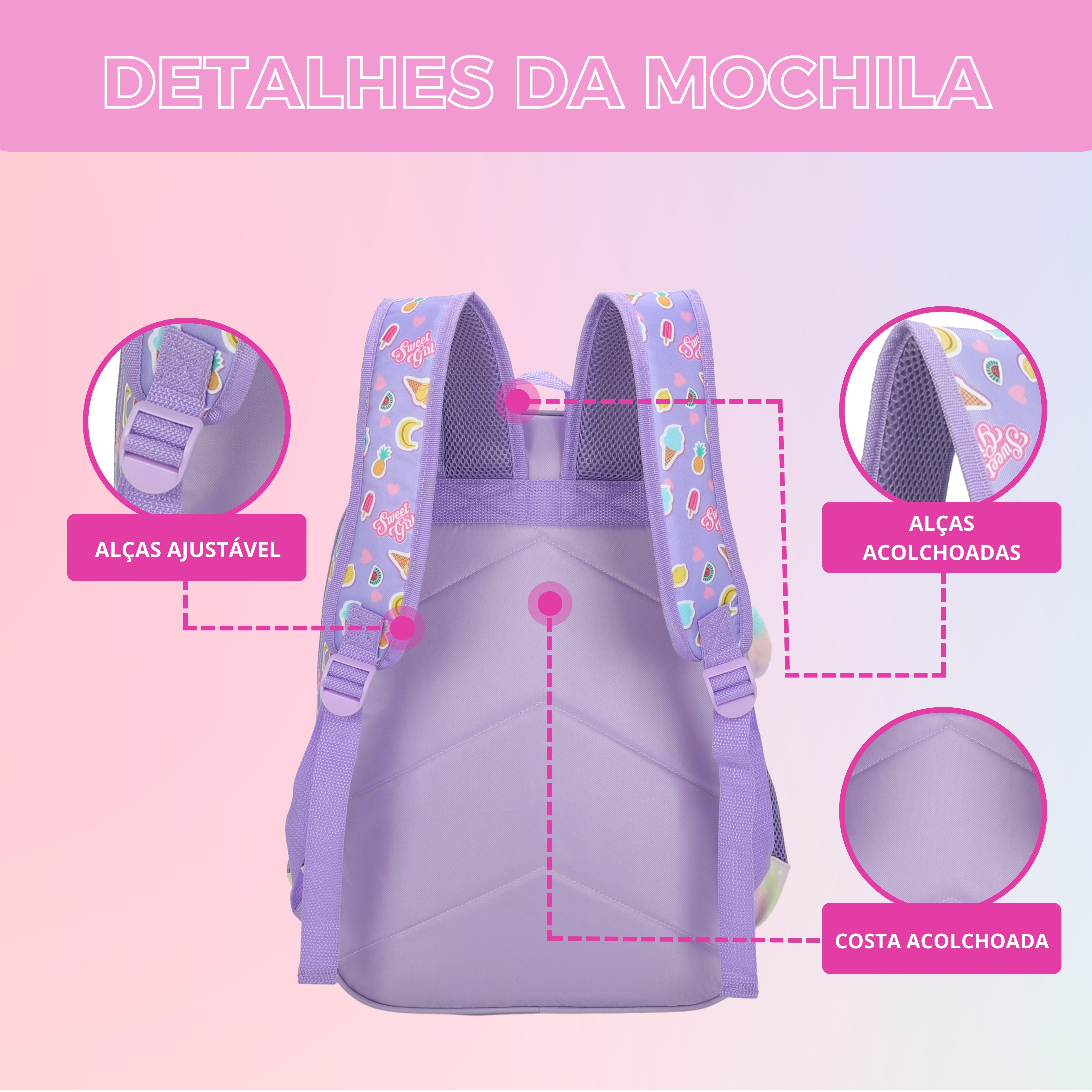Sweet Girl Ice Cream by Santino Children's Backpack - SGM20U - Lílas