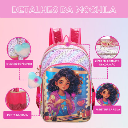Sweet Girl Makeup by Santino Polyester Backpack SGM24U Pink