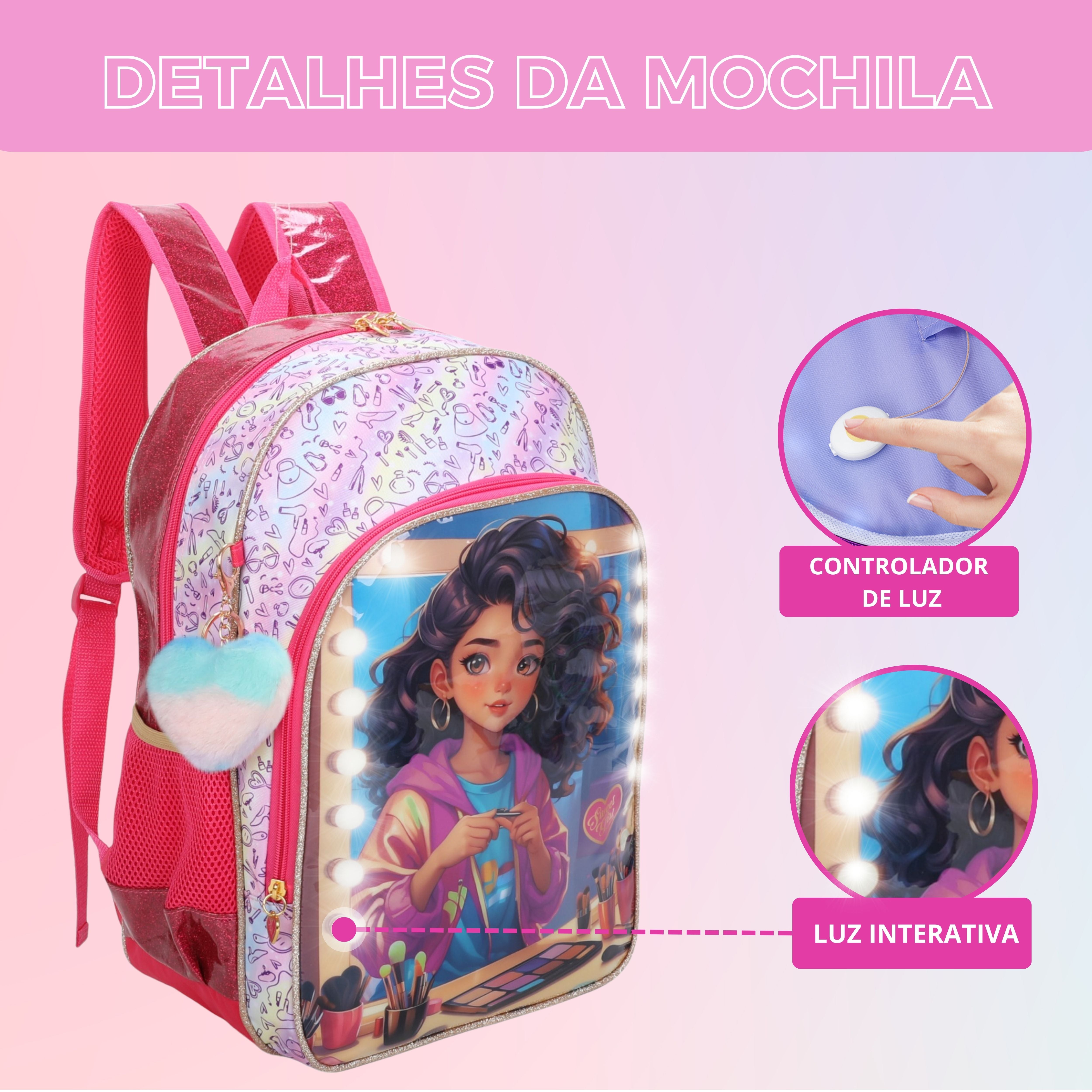 Sweet Girl Makeup by Santino Polyester Backpack SGM24U Pink