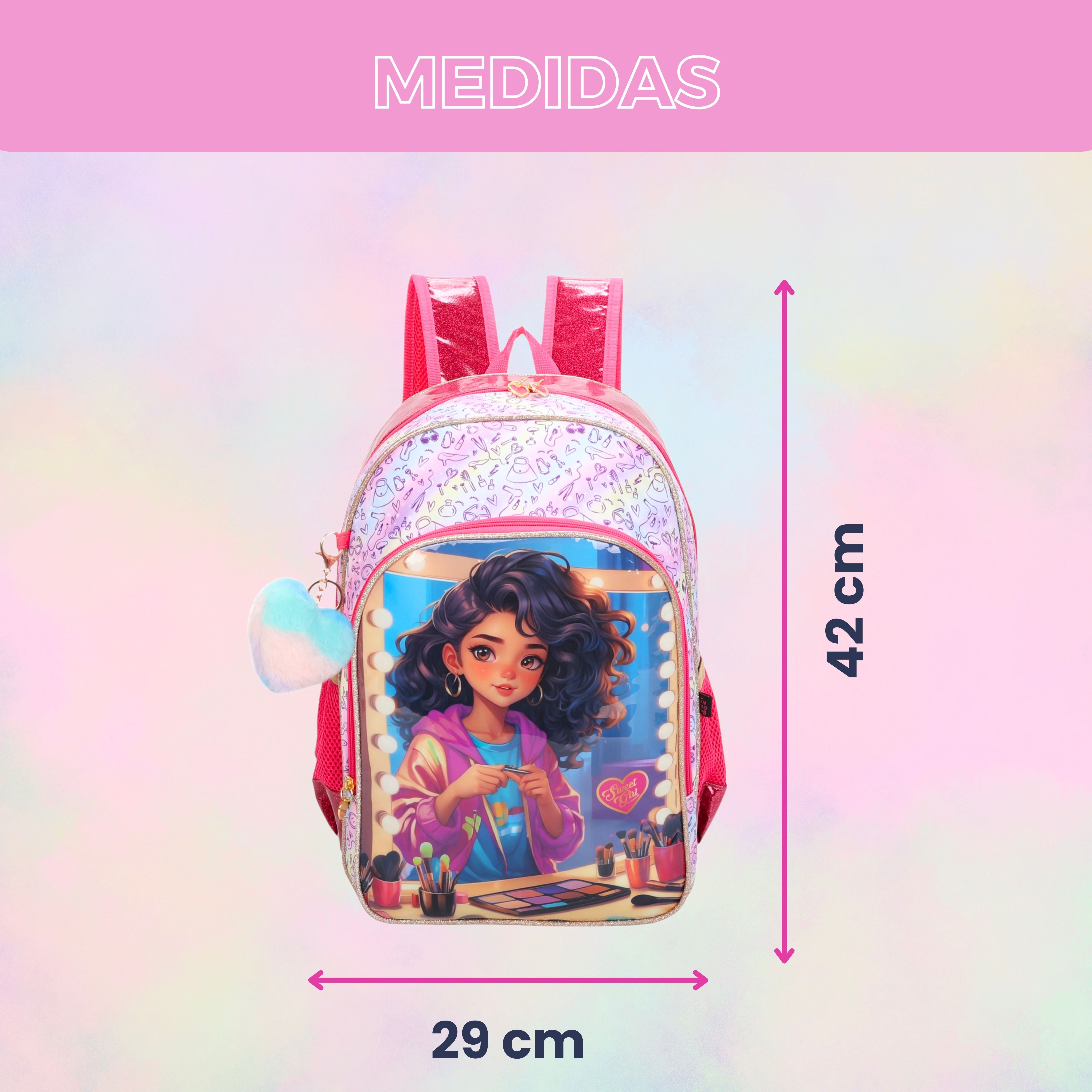Sweet Girl Makeup by Santino Polyester Backpack SGM24U Pink