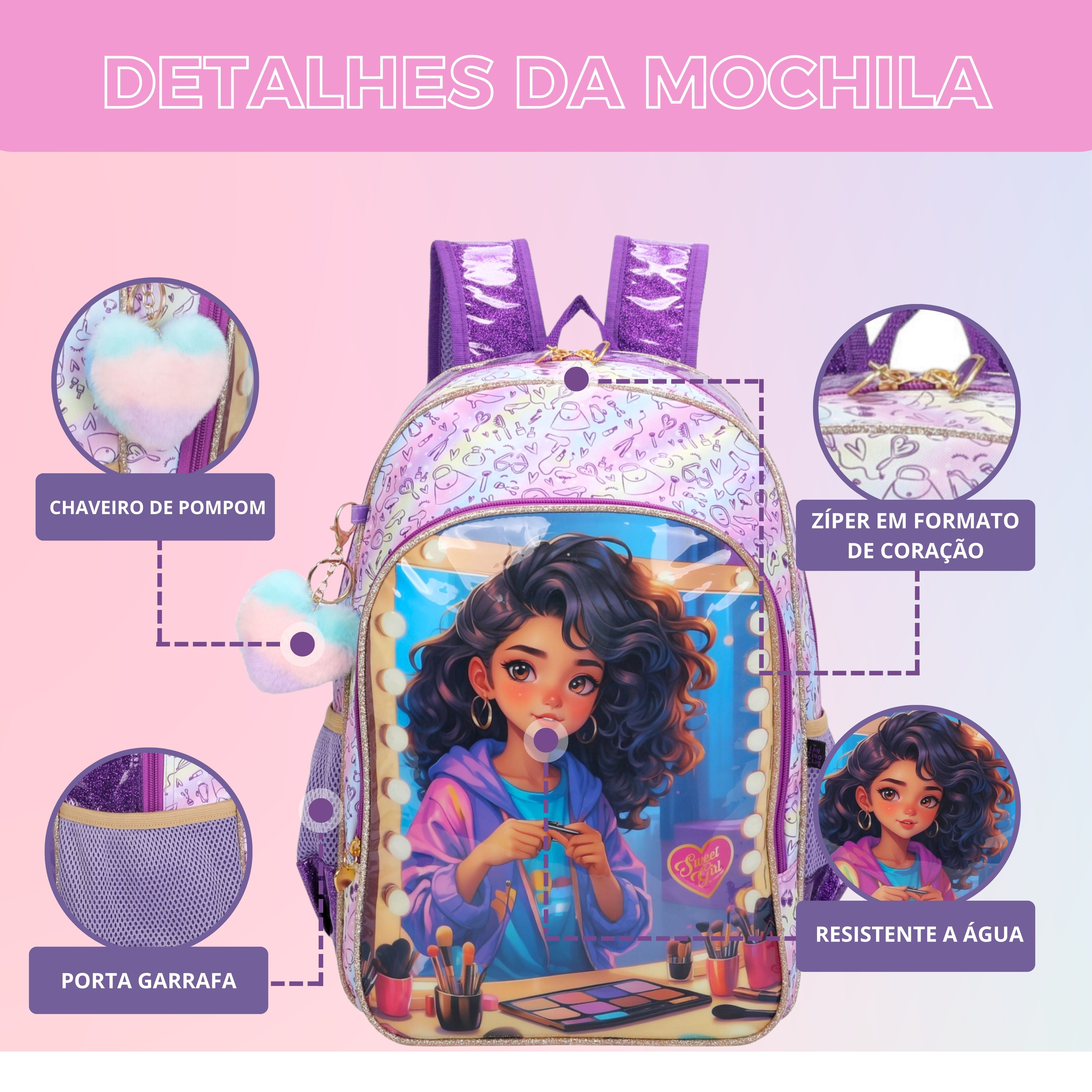 Sweet Girl Makeup by Santino Polyester Backpack SGM24U Lilac