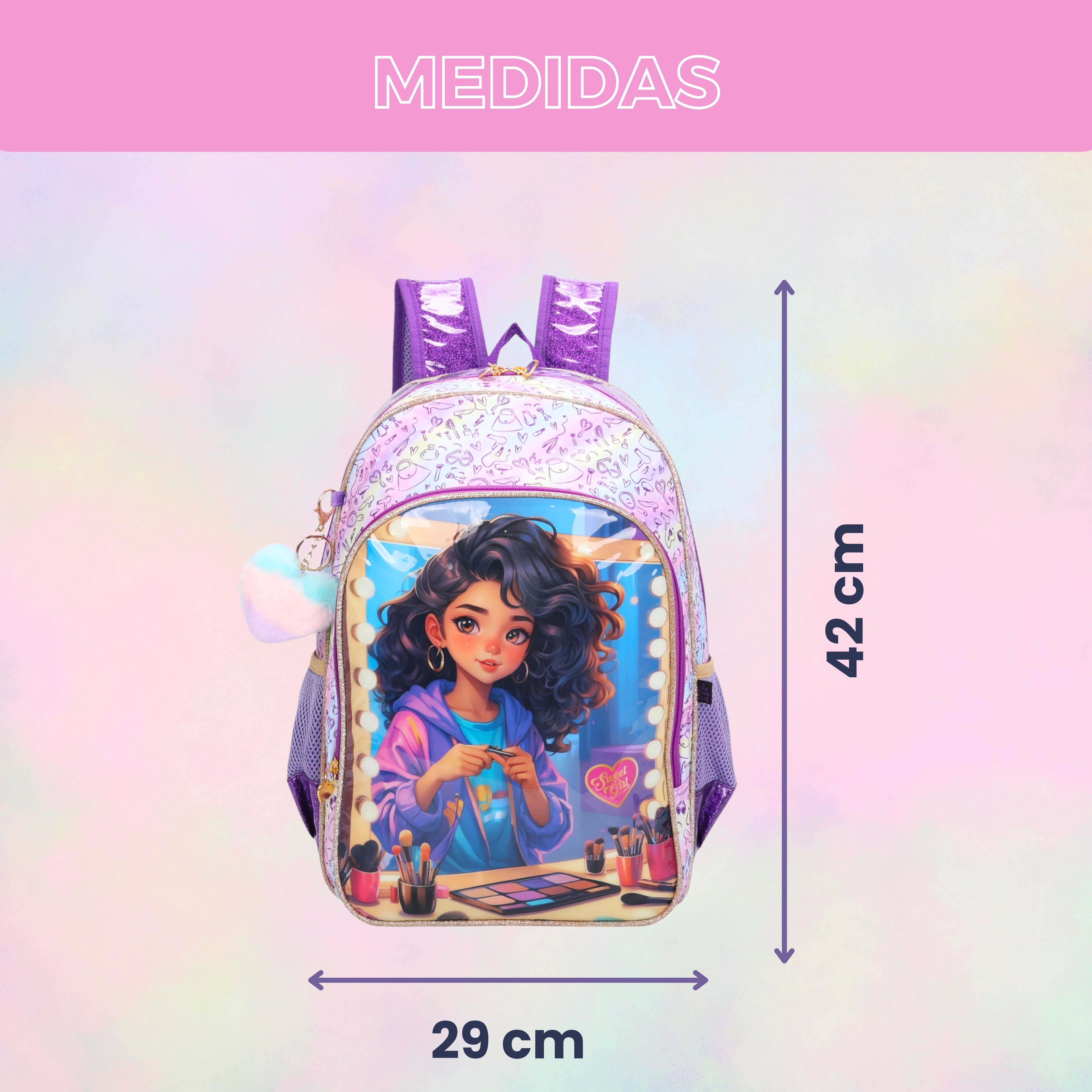 Sweet Girl Makeup by Santino Polyester Backpack SGM24U Lilac