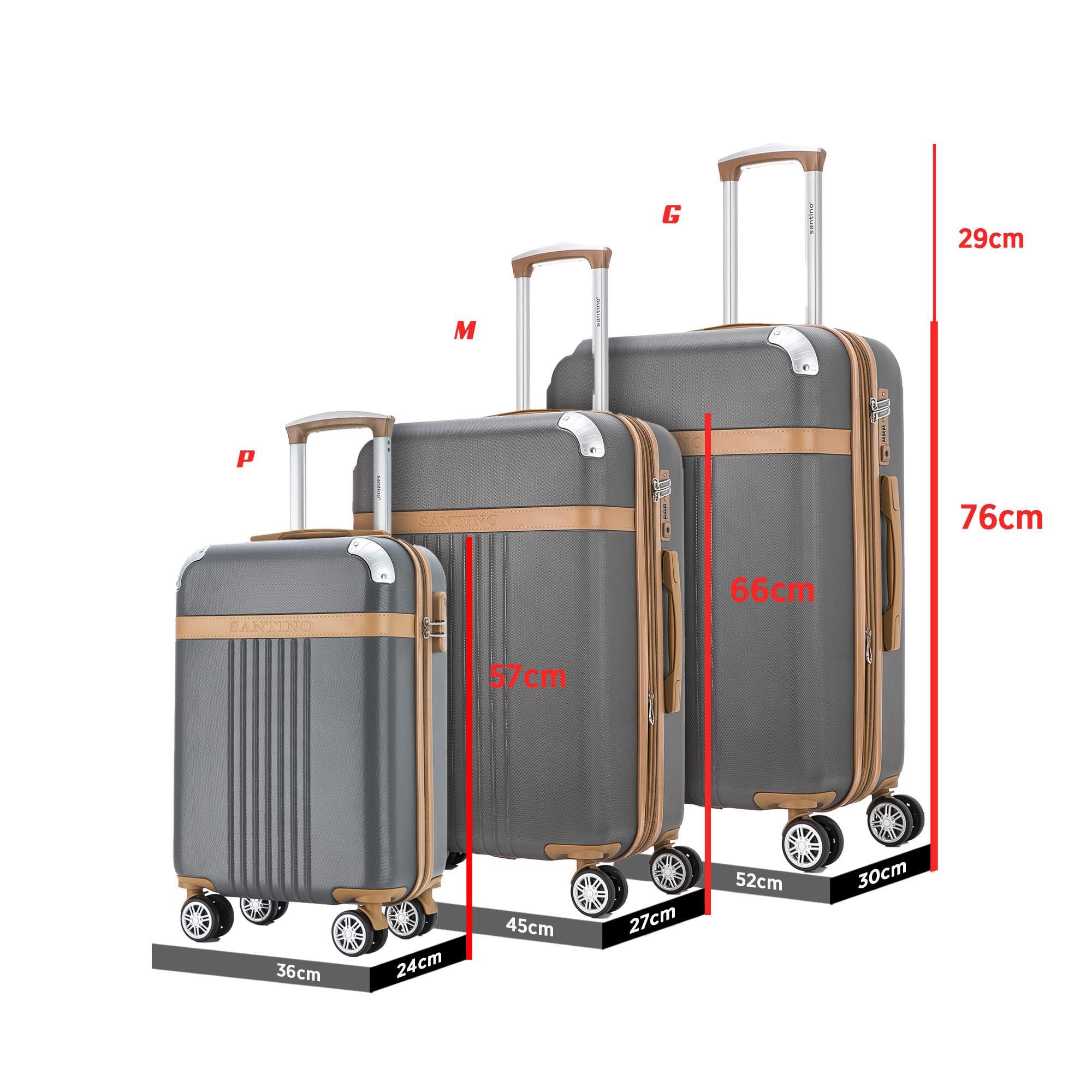 Santino Athena 3-Piece Rigid 360º Luggage Set - BGV182J