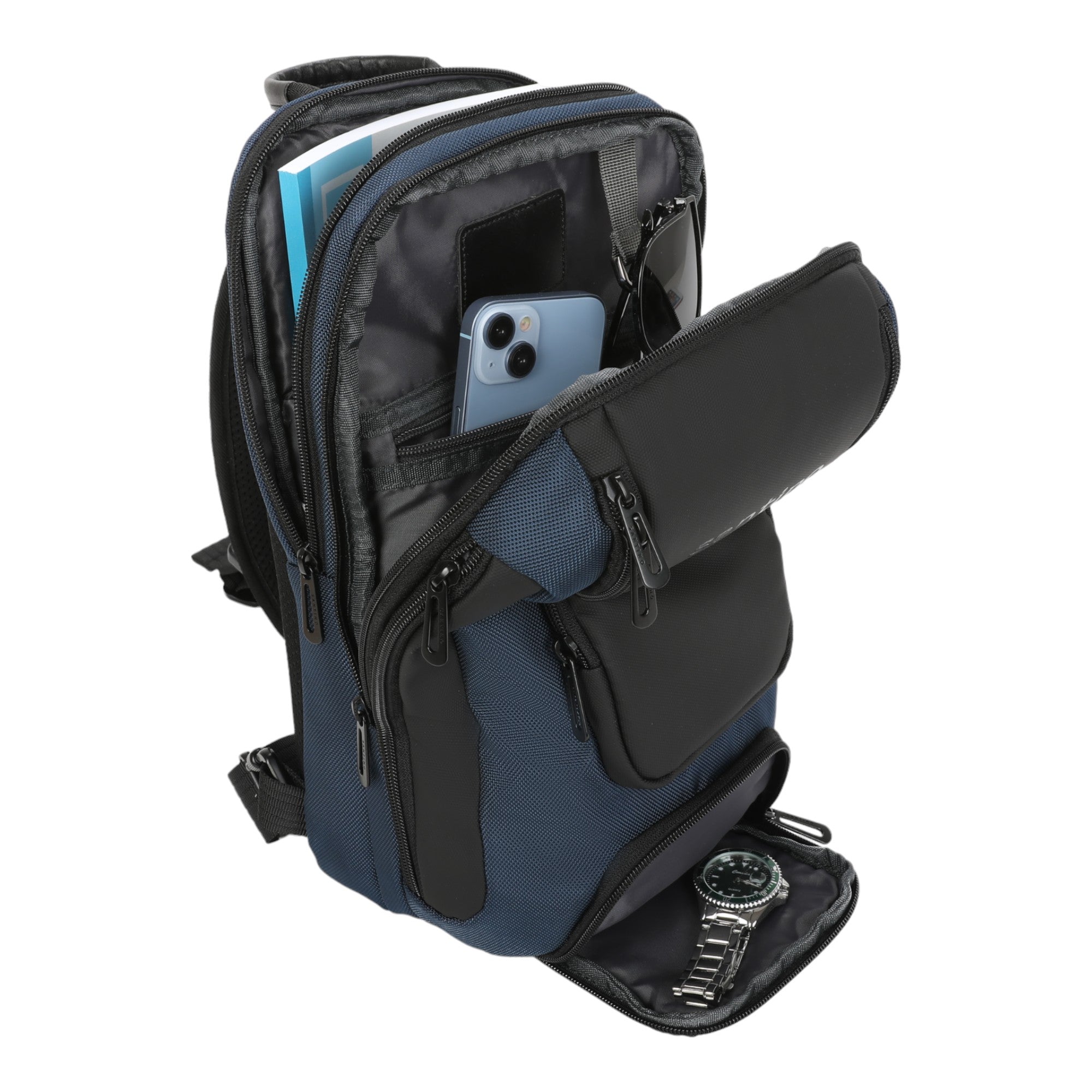 Quinn by Santino Oxford Crossbody Backpack Blue M SAN275U