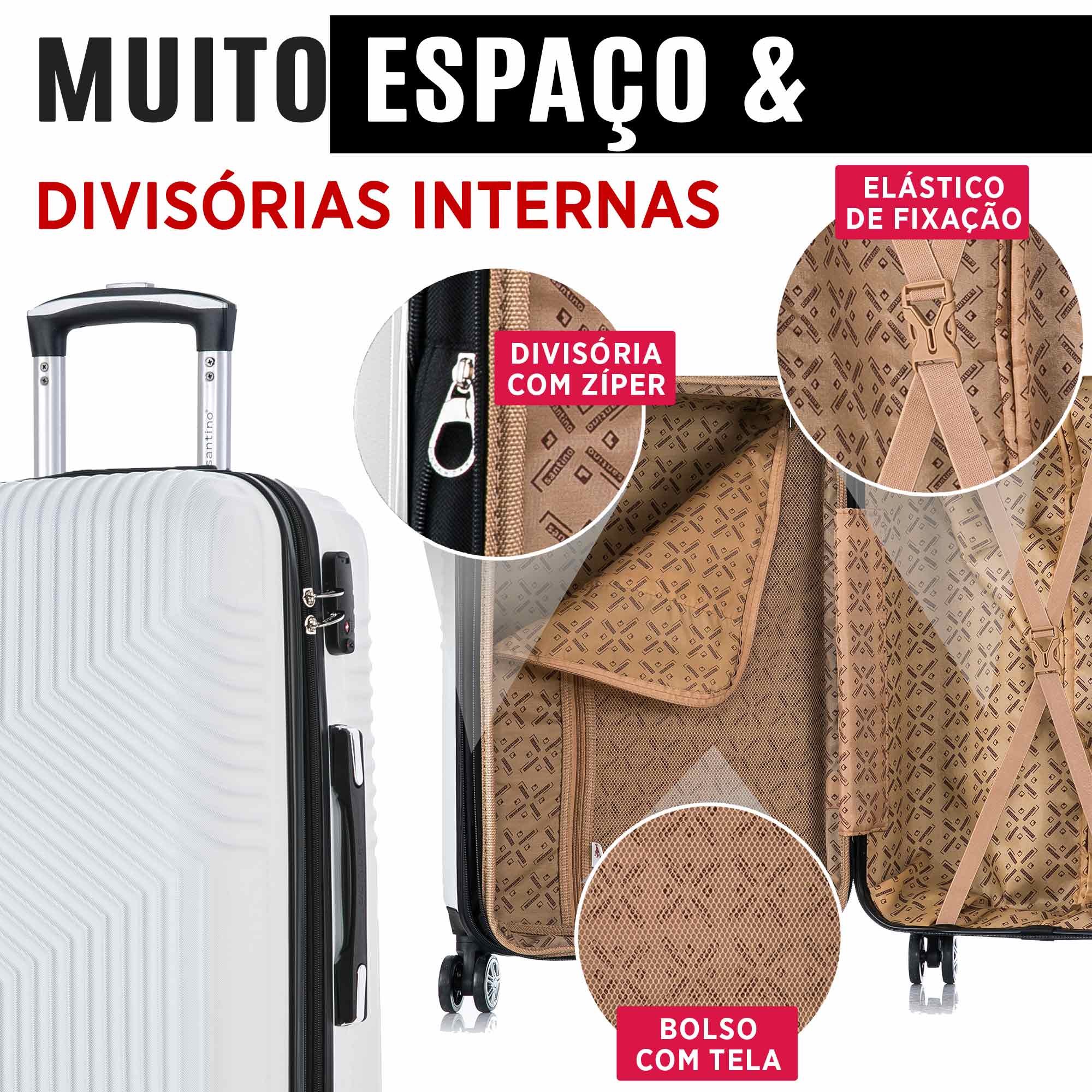 Santino Geometric 3-Piece Rigid 360° Luggage Set - SAV7003J