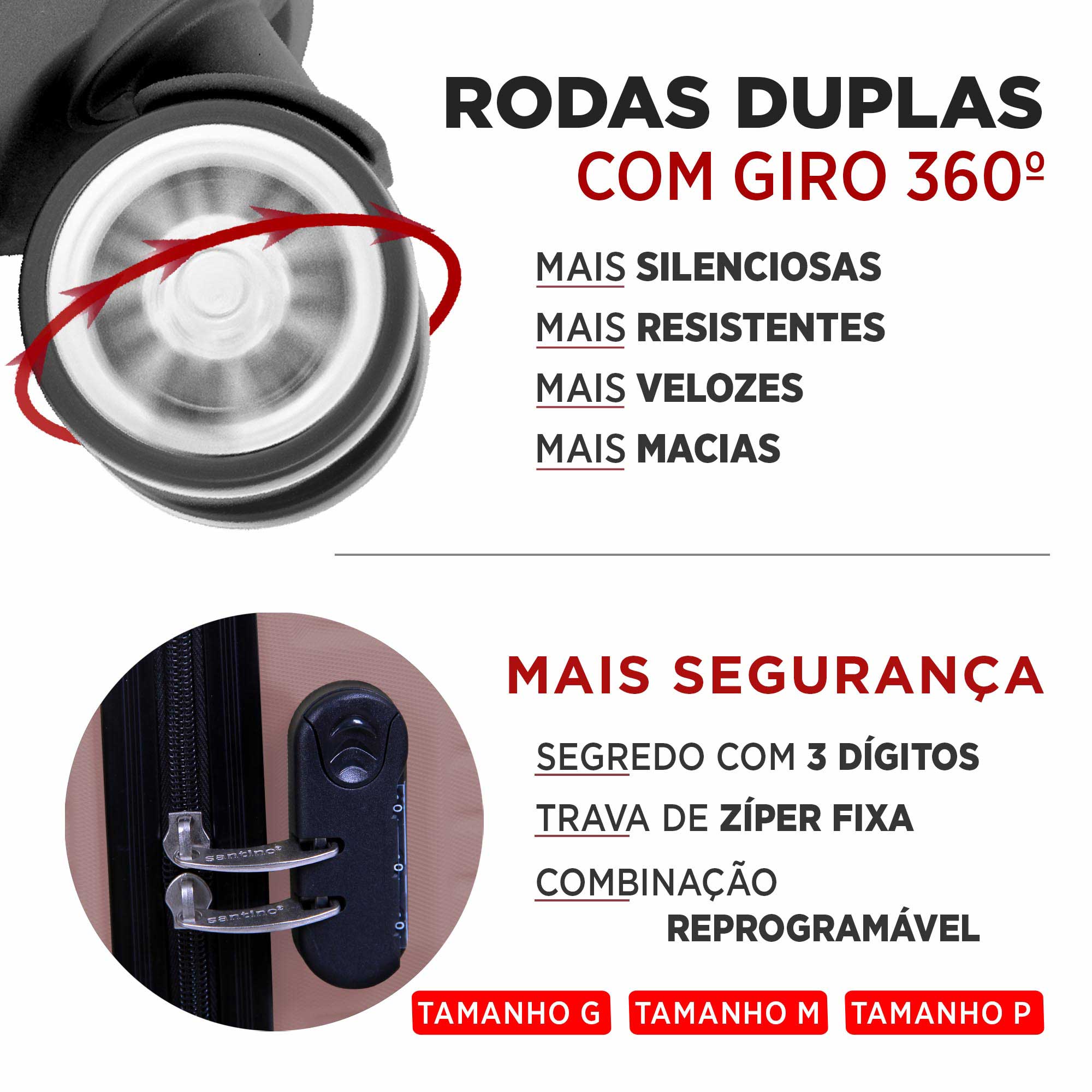 Santino M 360° Hard Double Wheel Suitcase - ASAV8001M