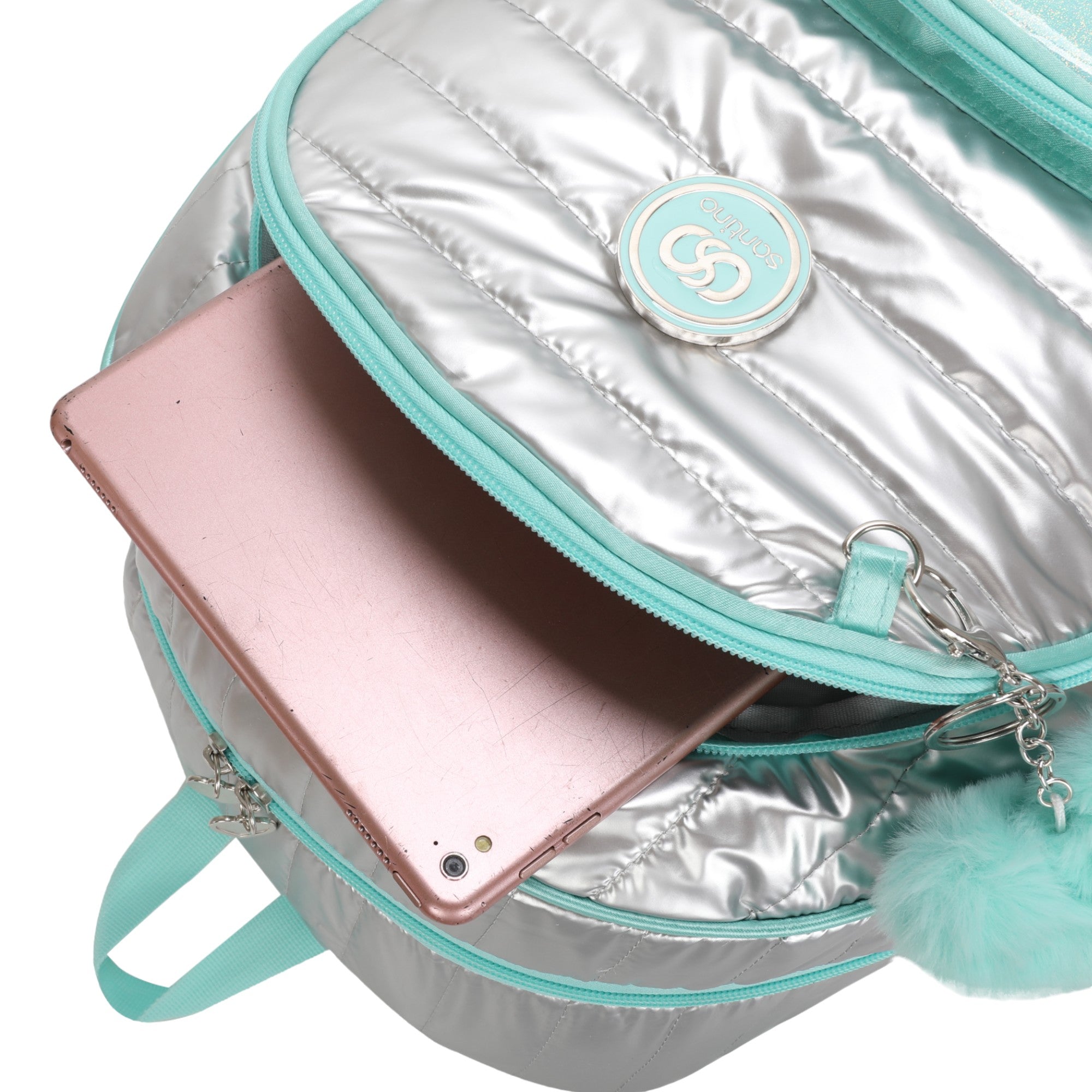 Sweet Girl Silver Wish Backpack by Santino Polyester SAM233U Turquoise blue