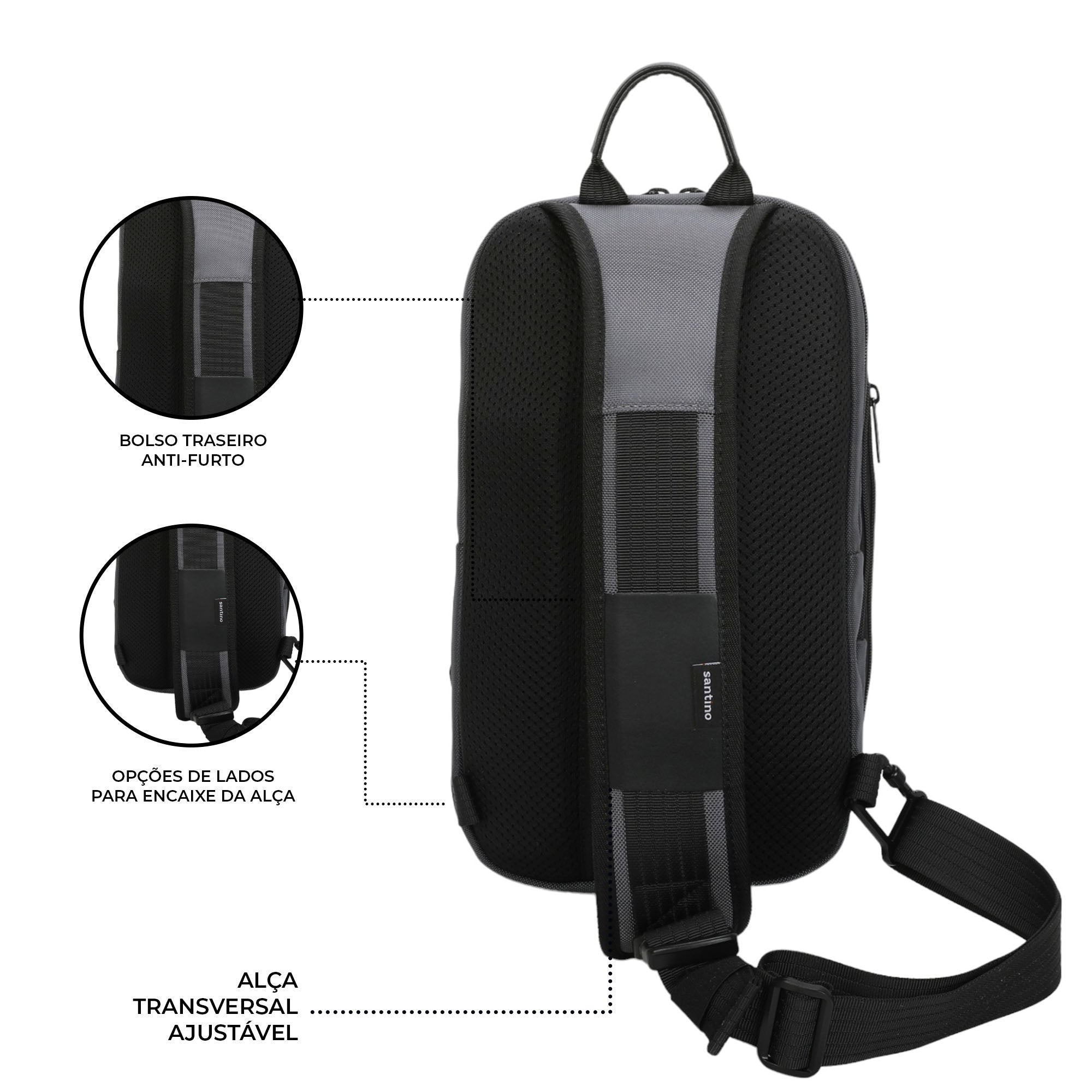 Quinn by Santino Oxford Grey Crossbody Backpack SAN275U