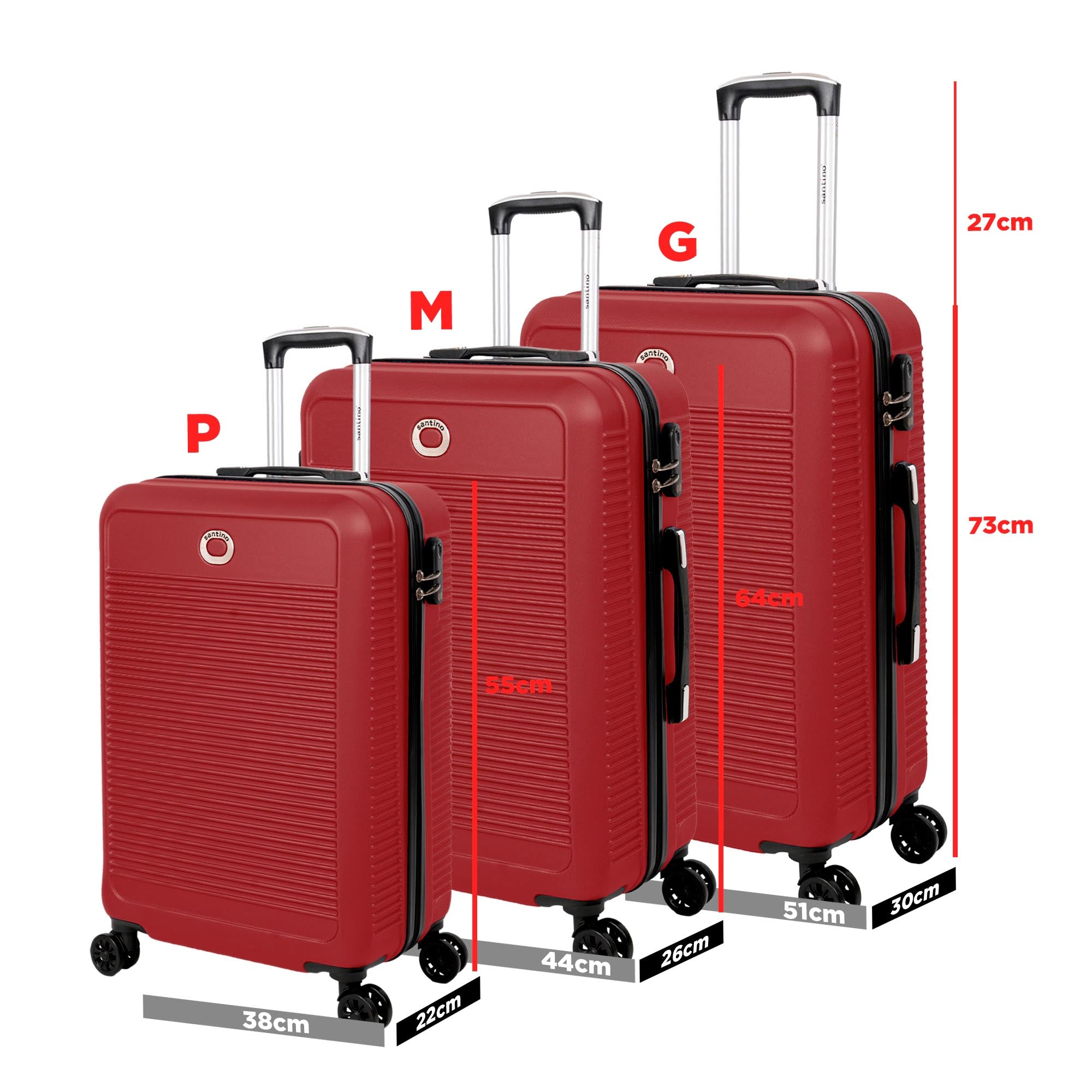 Santino 3-Piece Pisa Rigid 360° Luggage Set - MZV183J