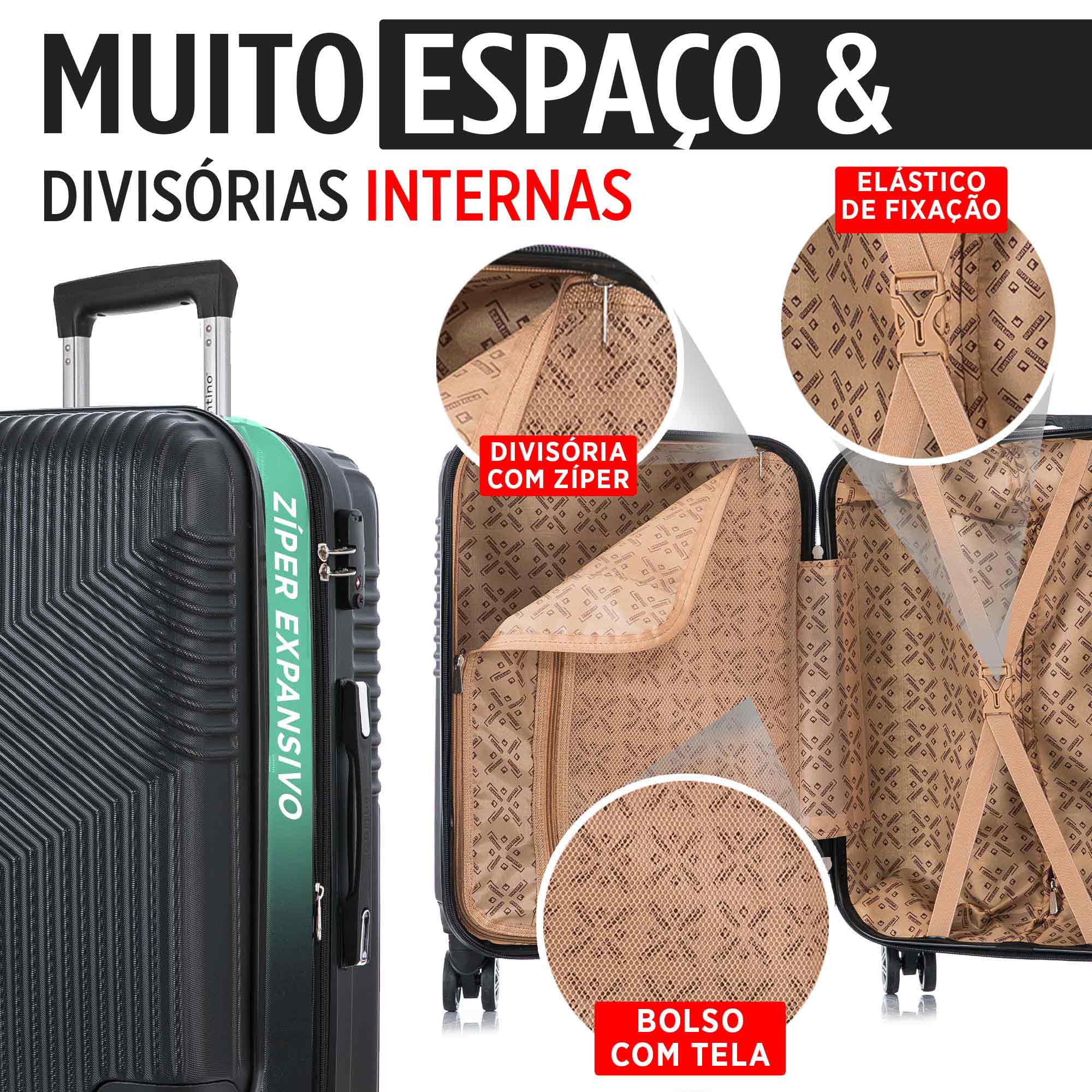 Santino Geometric 3-Piece Rigid 360° Luggage Set - SAV7003J