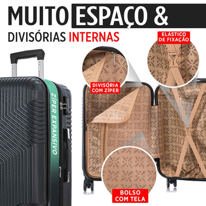 Santino Geometric 3-Piece Rigid 360° Luggage Set - SAV7003J