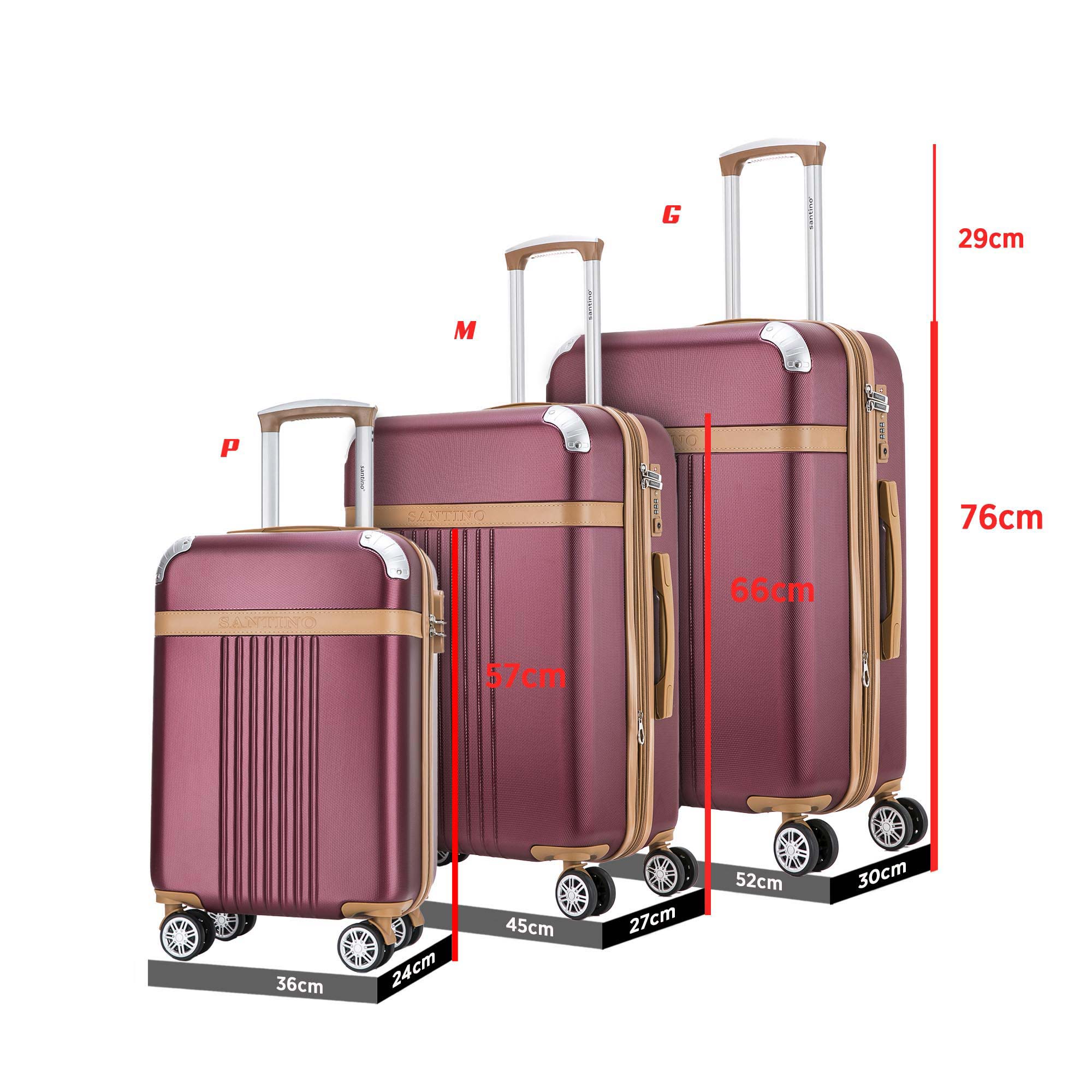 Santino Athena 3-Piece Rigid 360º Luggage Set - BGV182J