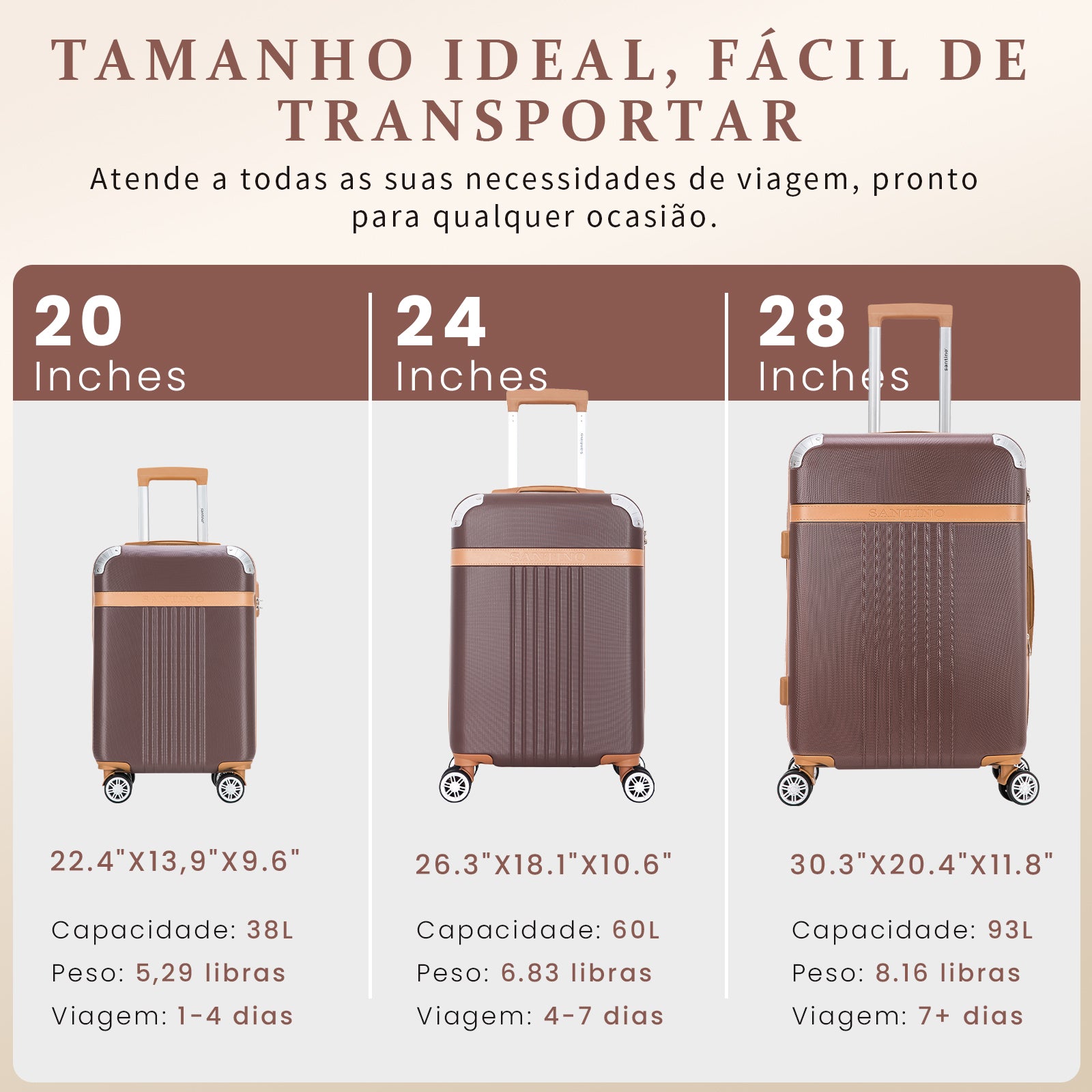 Santino Athena 3-Piece Rigid 360º Luggage Set - BGV182J