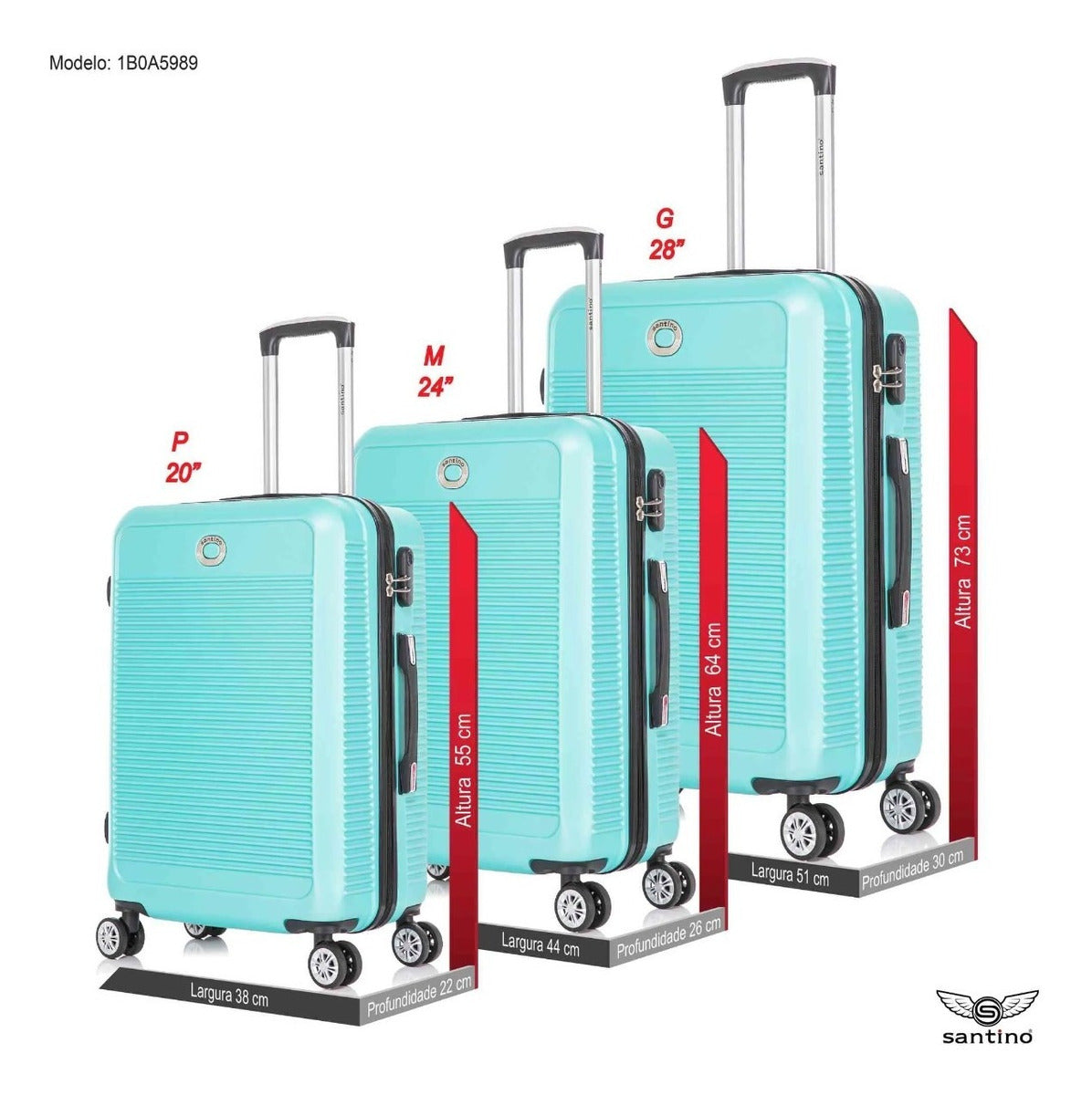 Santino 3-Piece Pisa Rigid 360° Luggage Set - MZV183J