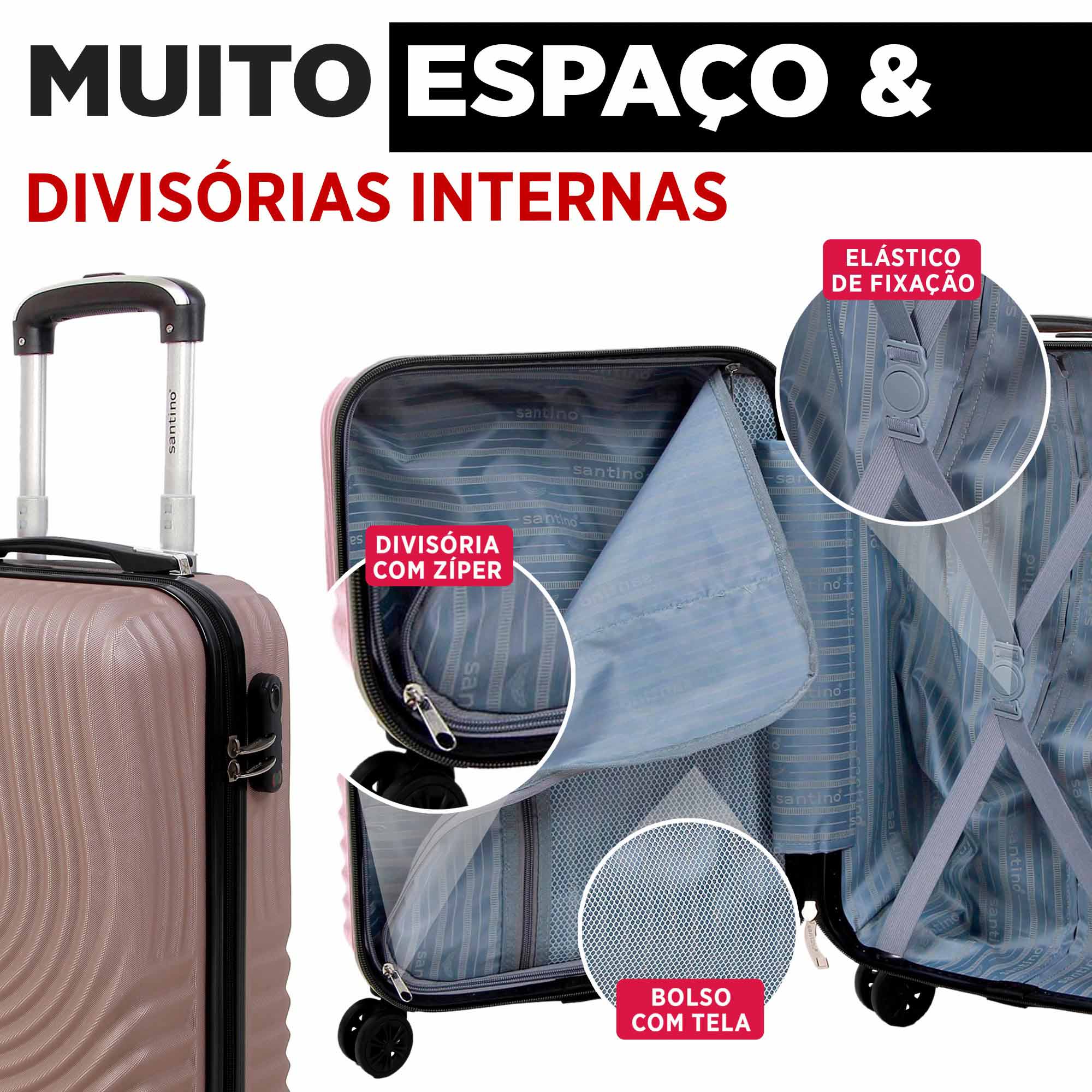 Vancouver Rigid Carry-On Suitcase with 4 Wheels 360º Santino AMZV205S