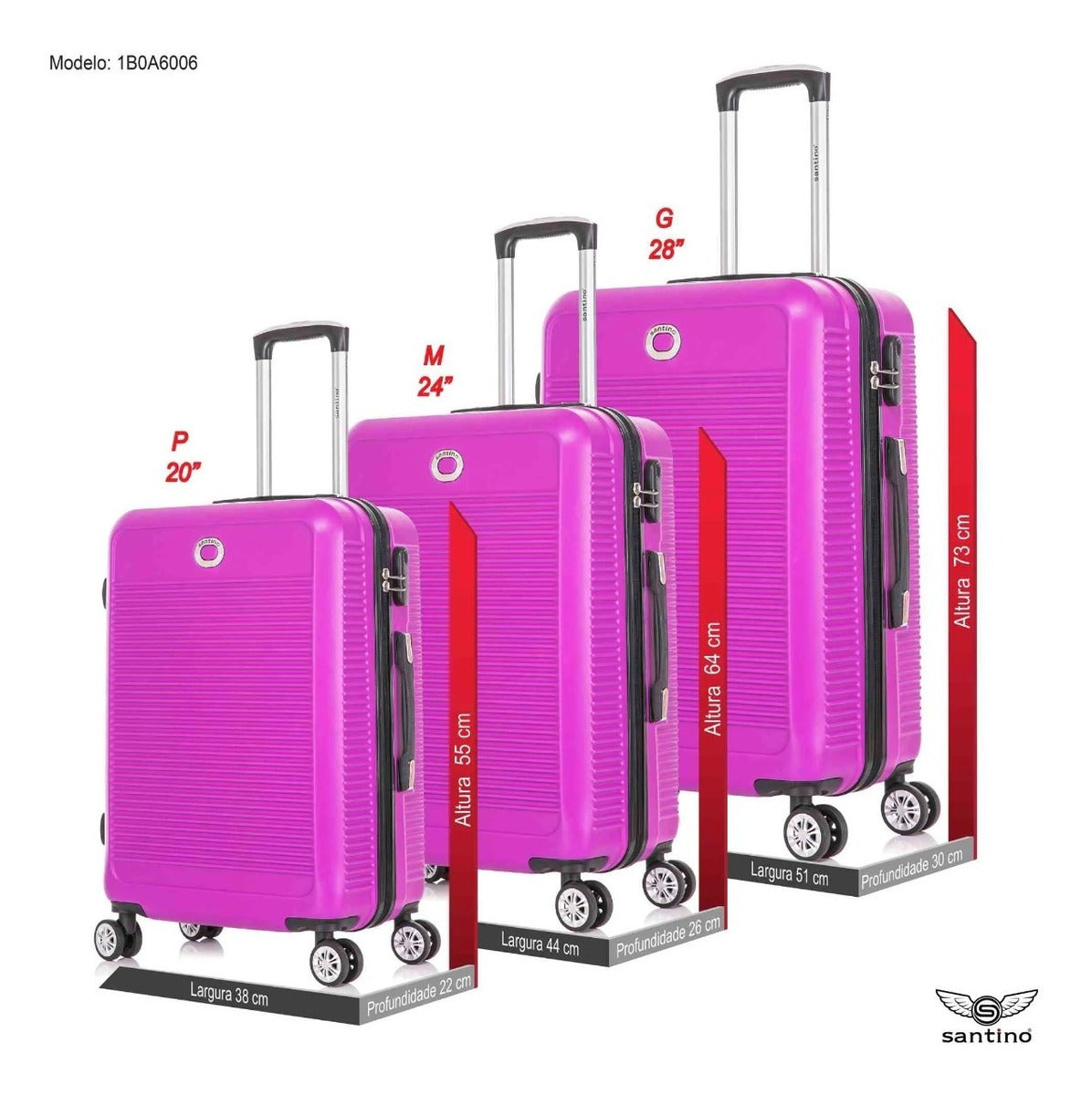 Santino 3-Piece Pisa Rigid 360° Luggage Set - MZV183J