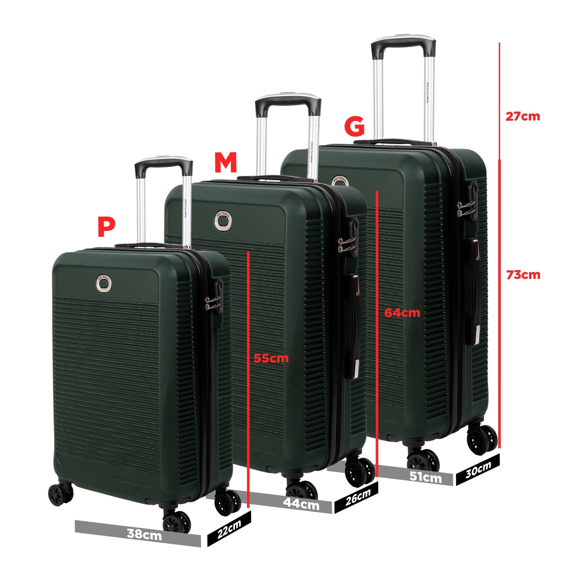 Santino 3-Piece Pisa Rigid 360° Luggage Set - MZV183J