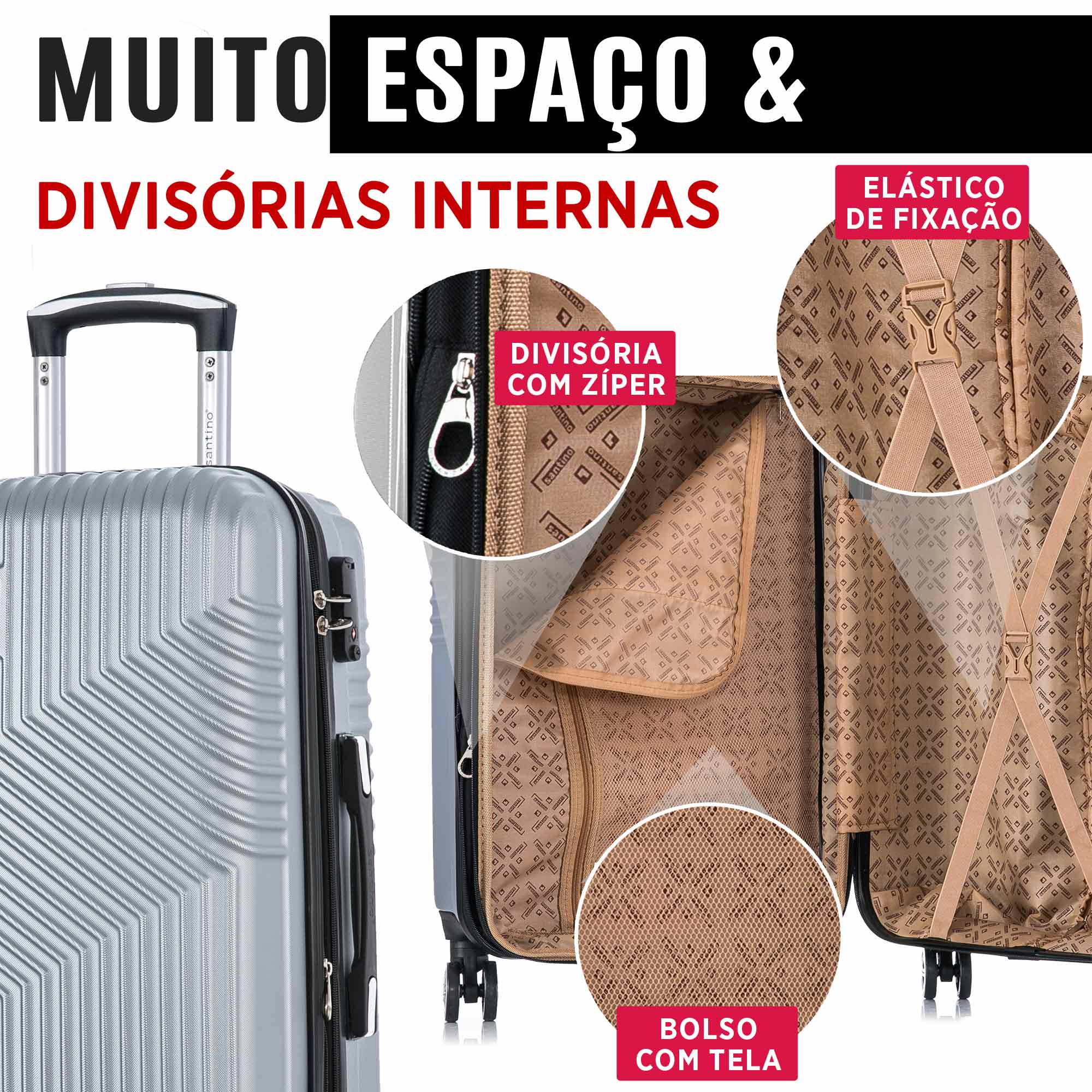 Santino Geometric 3-Piece Rigid 360° Luggage Set - SAV7003J