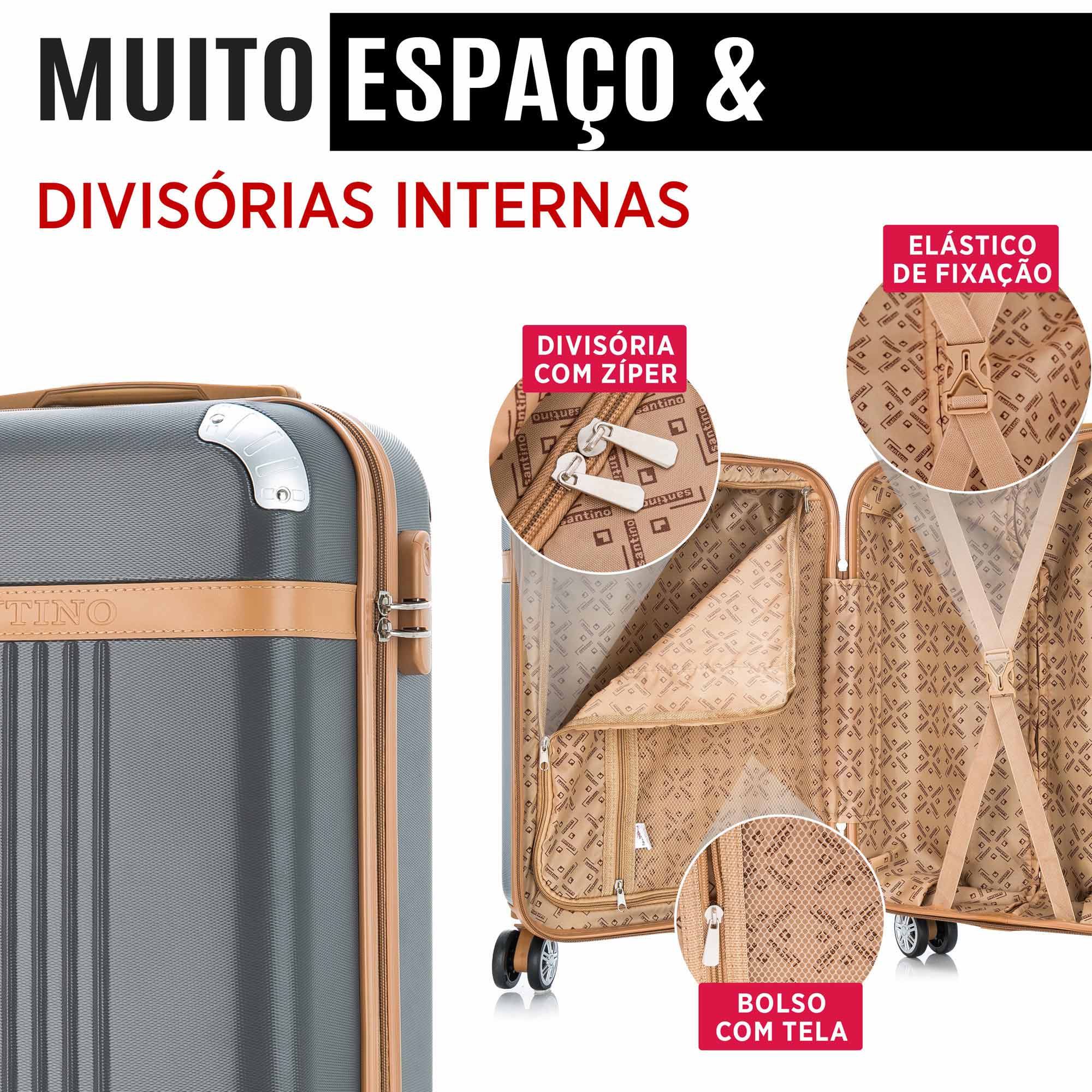 Santino Athena 3-Piece Rigid 360º Luggage Set - BGV182J